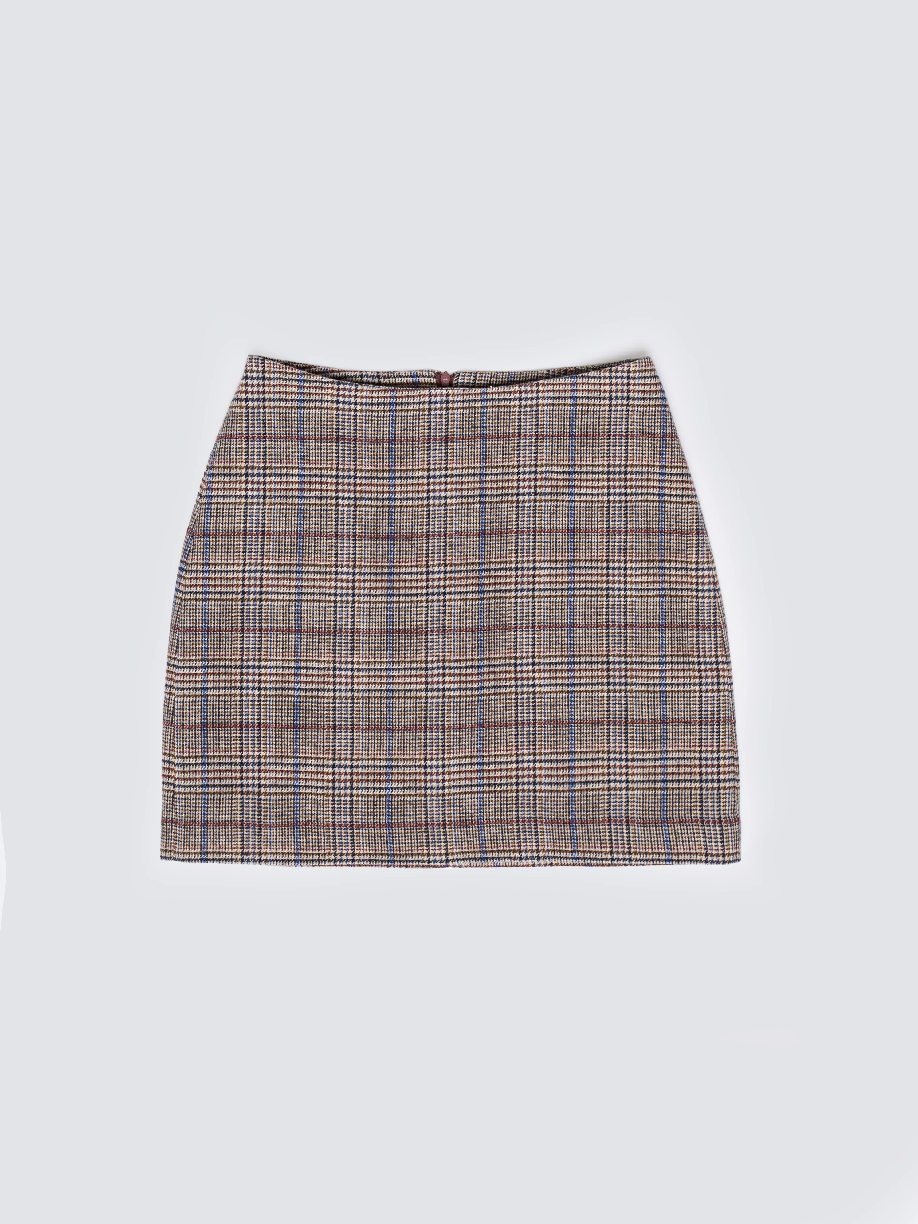 Spódnica damska mini z dodatkiem wełny w kratę Linneti 000