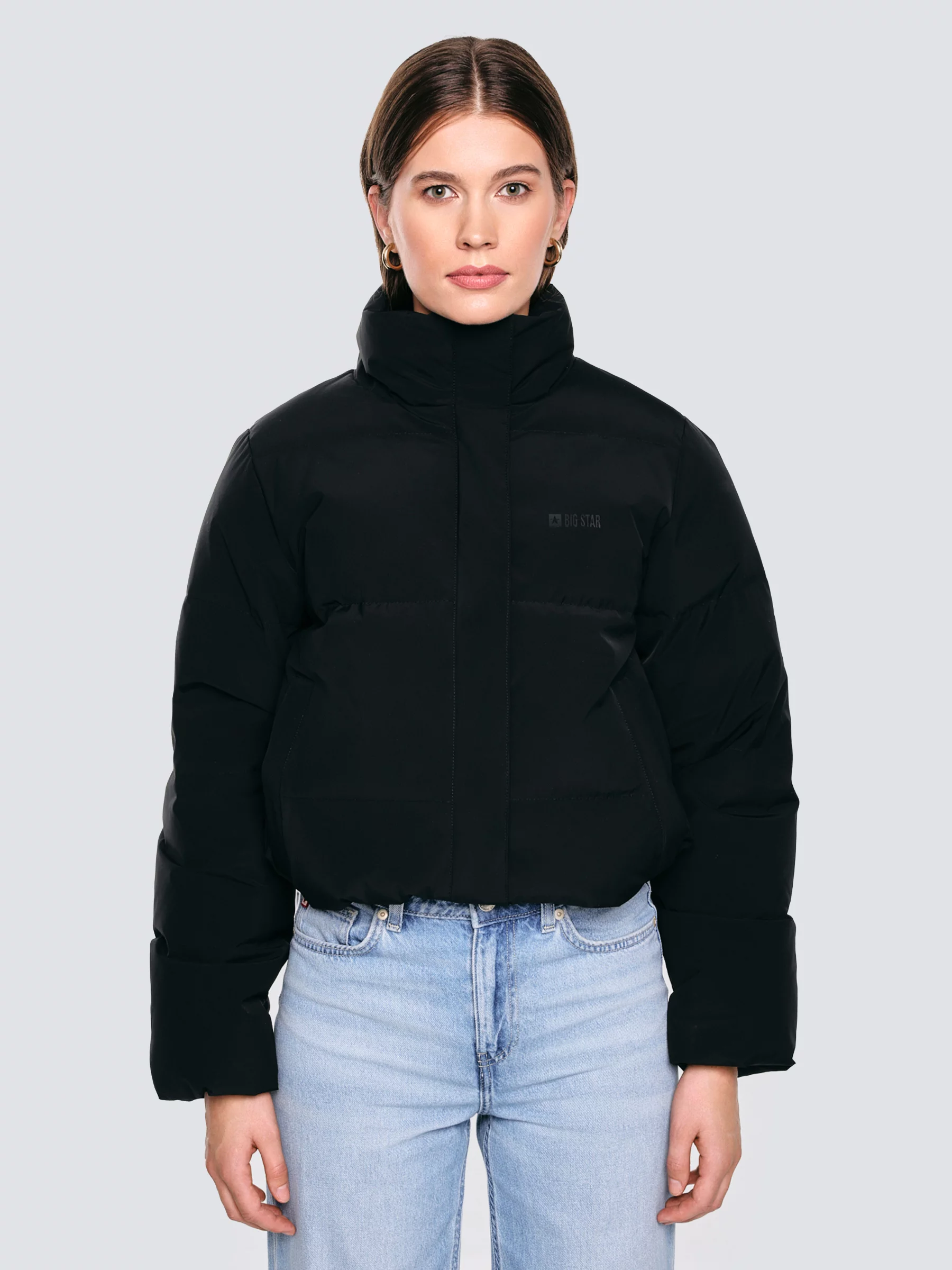 Kurtka damska oversize puchowa z naturalnym wypełnieniem czarna Dalia 906