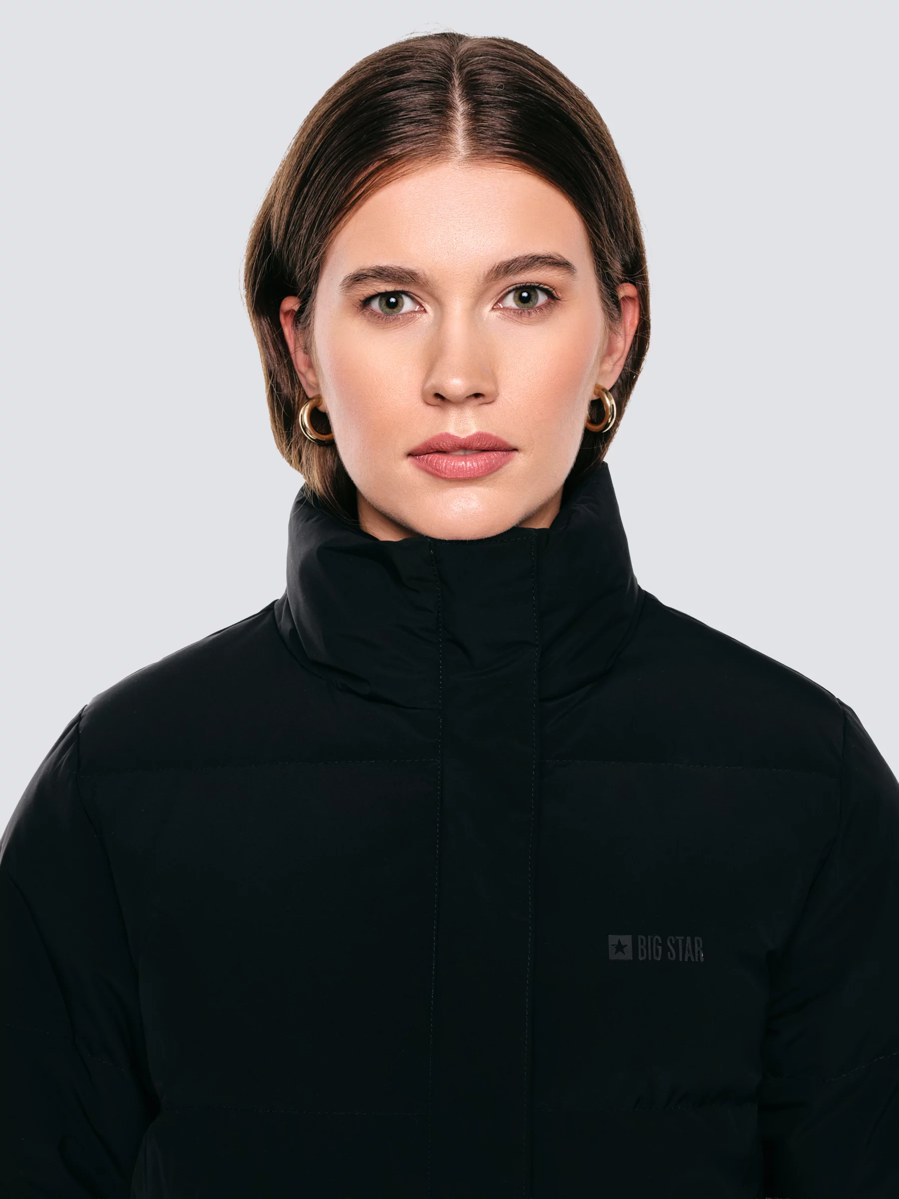 Kurtka damska oversize puchowa z naturalnym wypełnieniem czarna Dalia 906