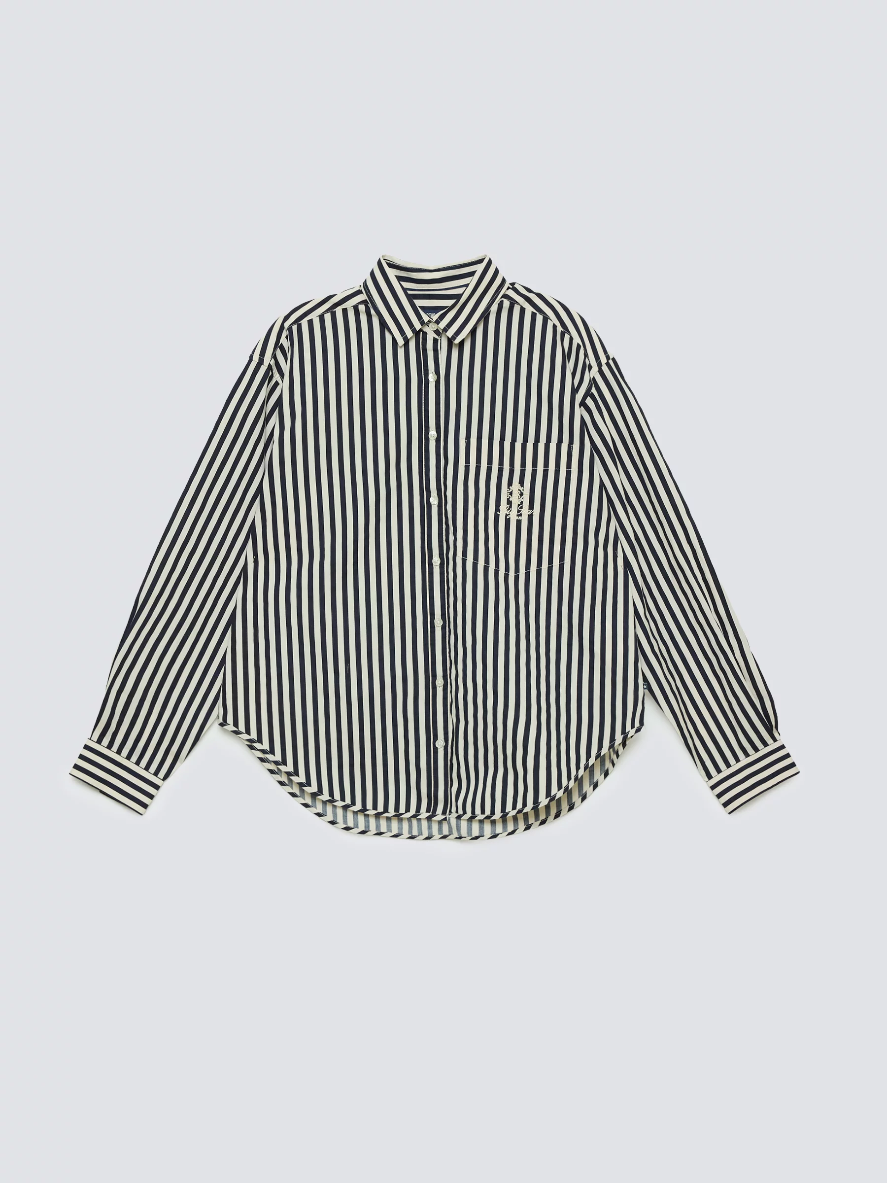 Koszula damska luźna w paski granatowo-kremowe Tina 403