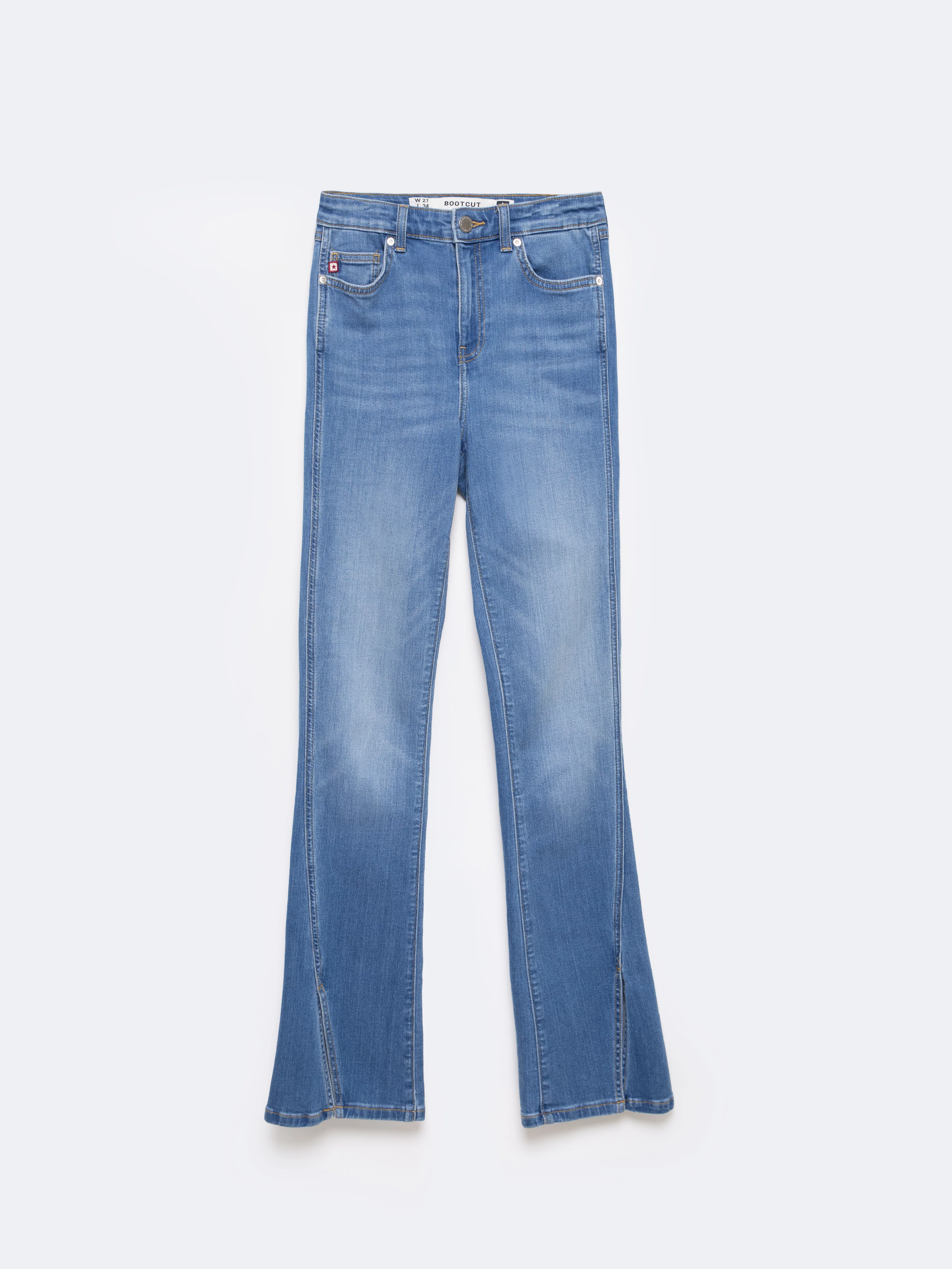 Jeansy damskie bootcut z rozcięciami niebieskie Blake 402