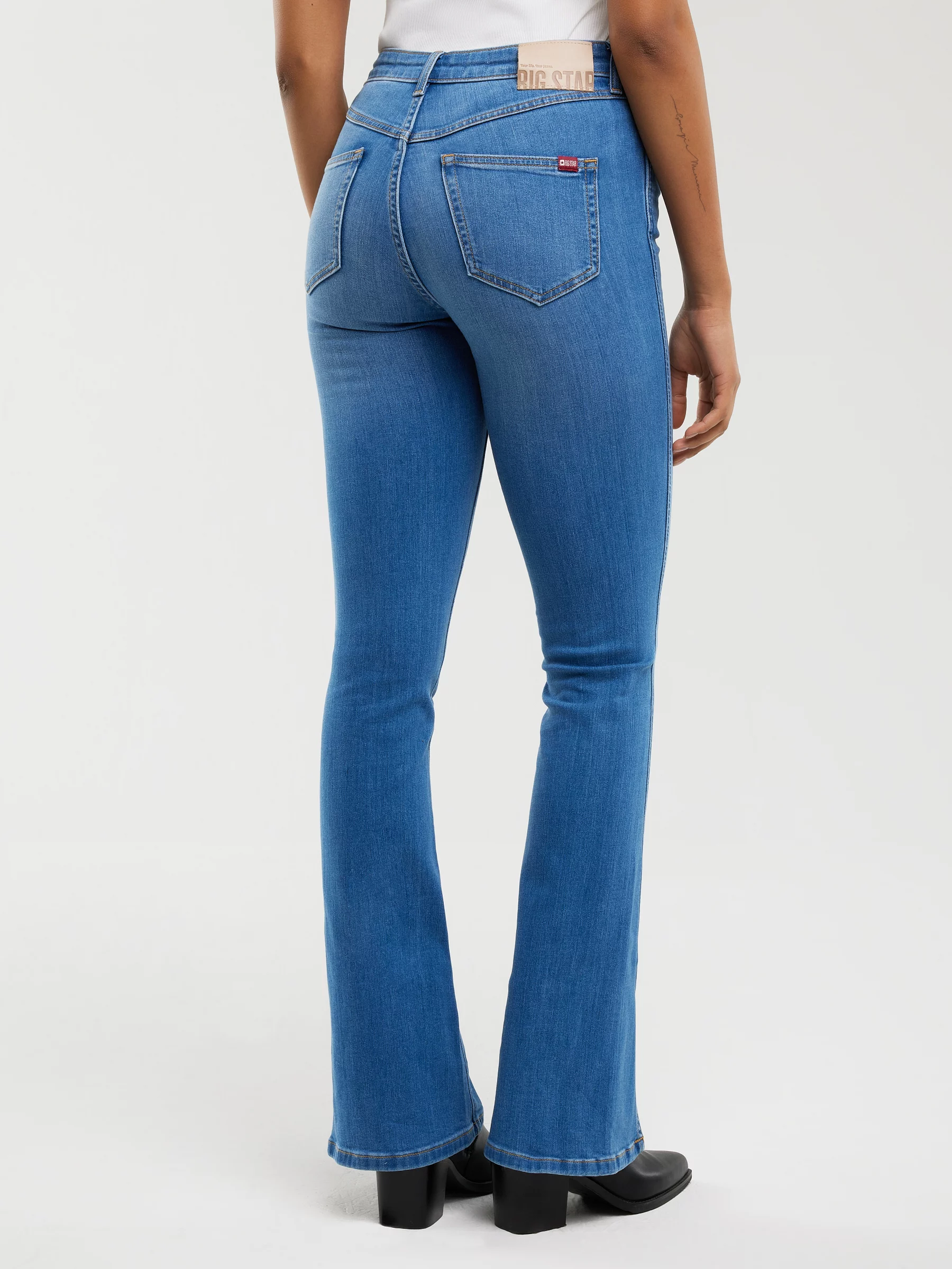 Jeansy damskie bootcut z rozcięciami niebieskie Blake 402