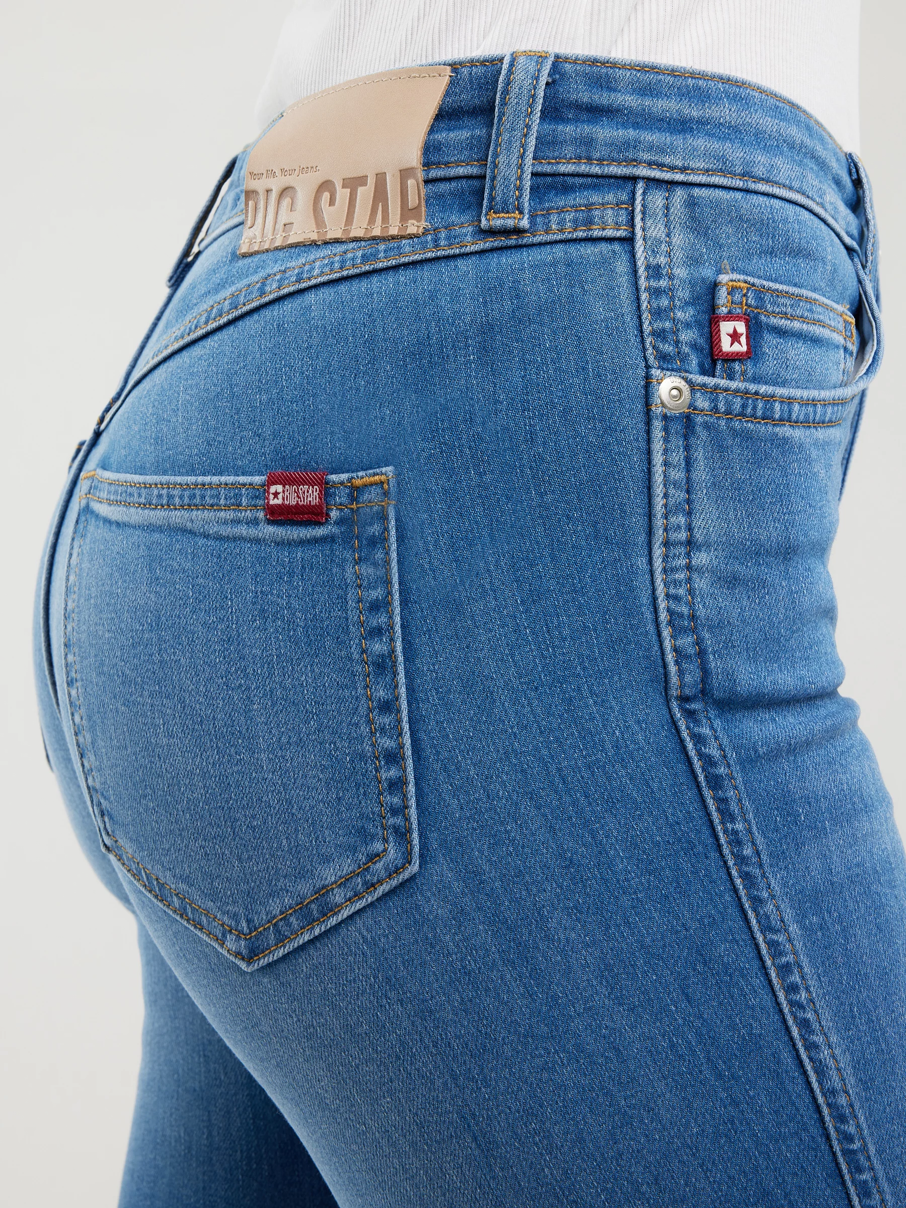 Jeansy damskie bootcut z rozcięciami niebieskie Blake 402