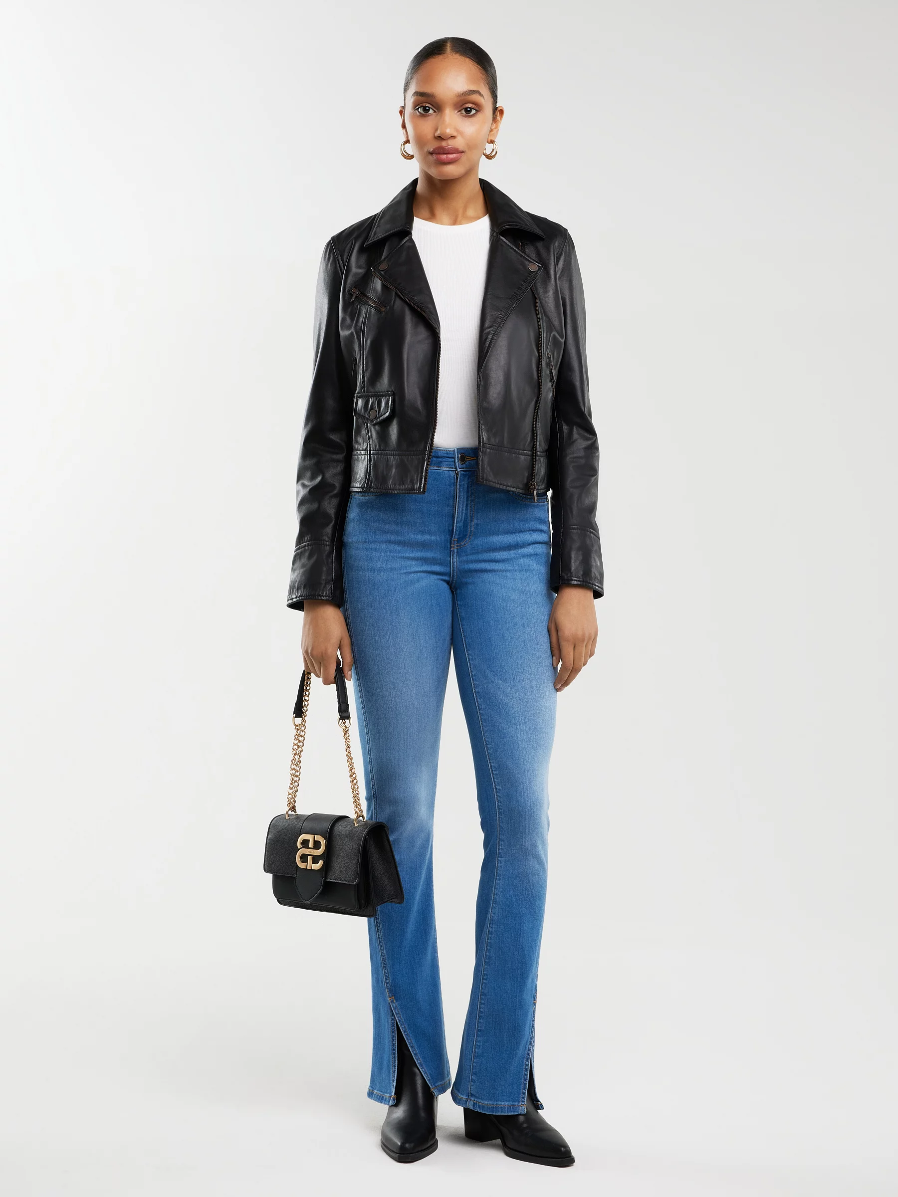 Jeansy damskie bootcut z rozcięciami niebieskie Blake 402