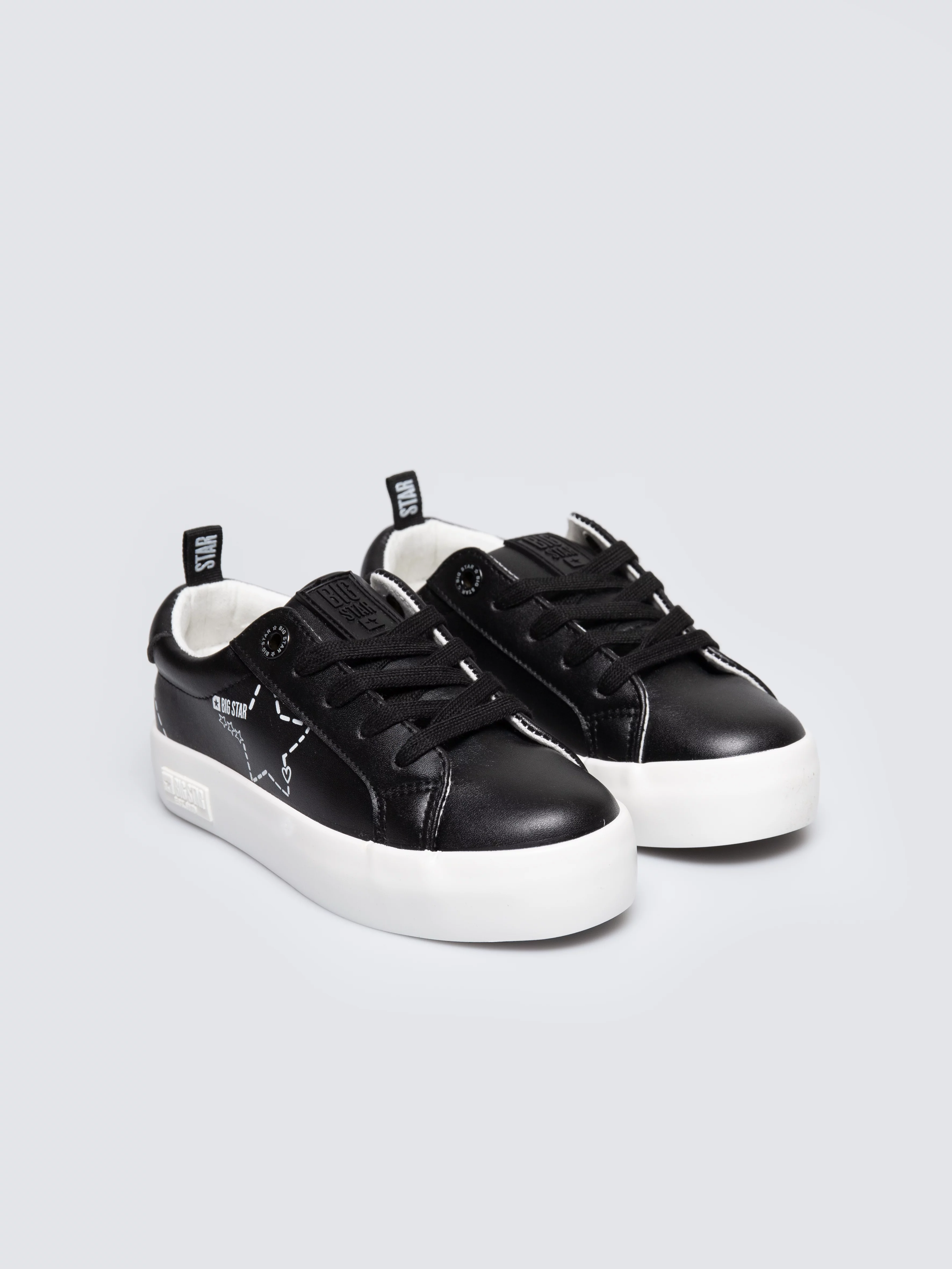 Trampki dziewczęce ze skóy ekologicznej czarne KK374223 906