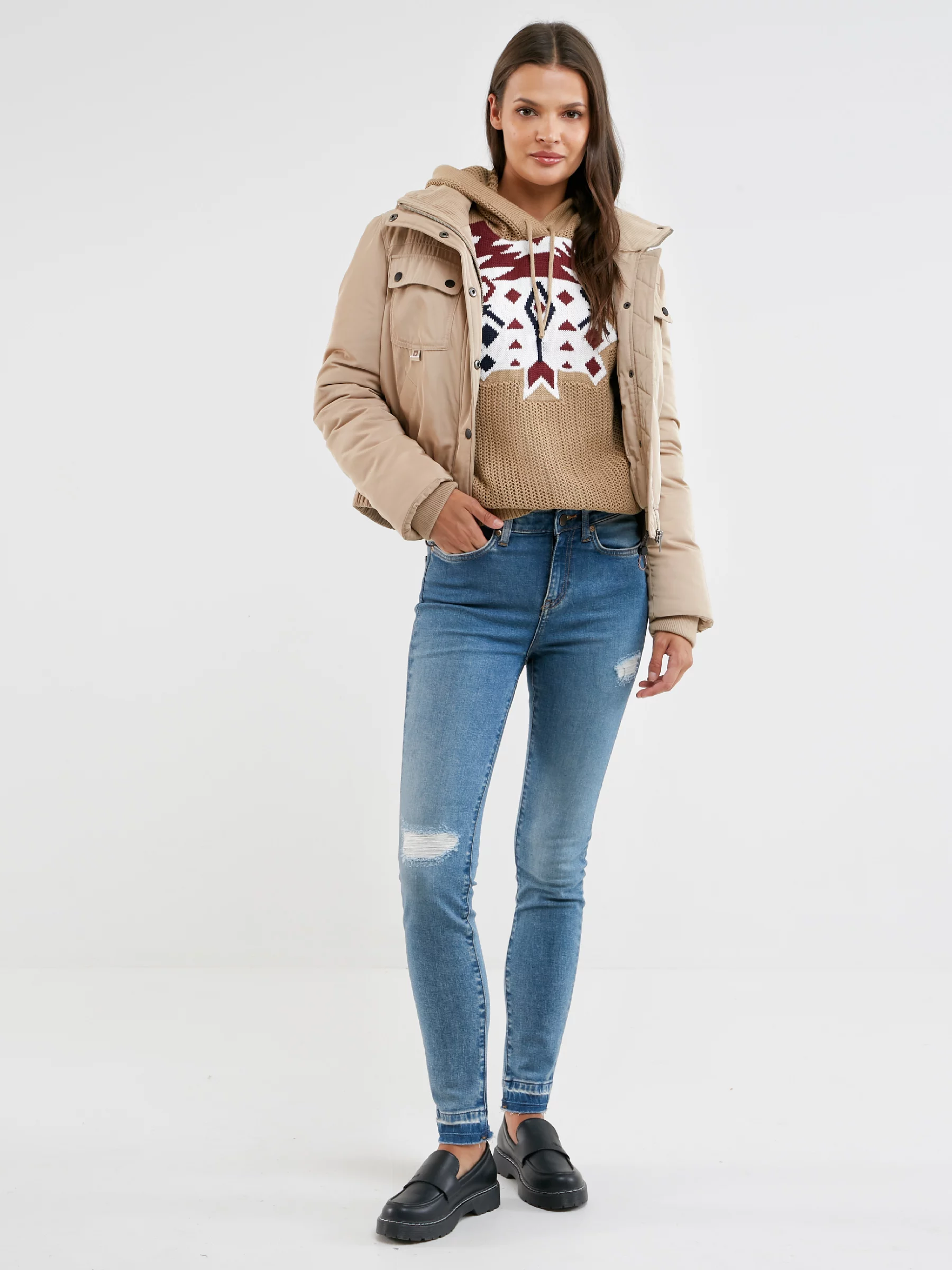 Jeansy damskie skinny z przetarciami niebieskie Adela 483