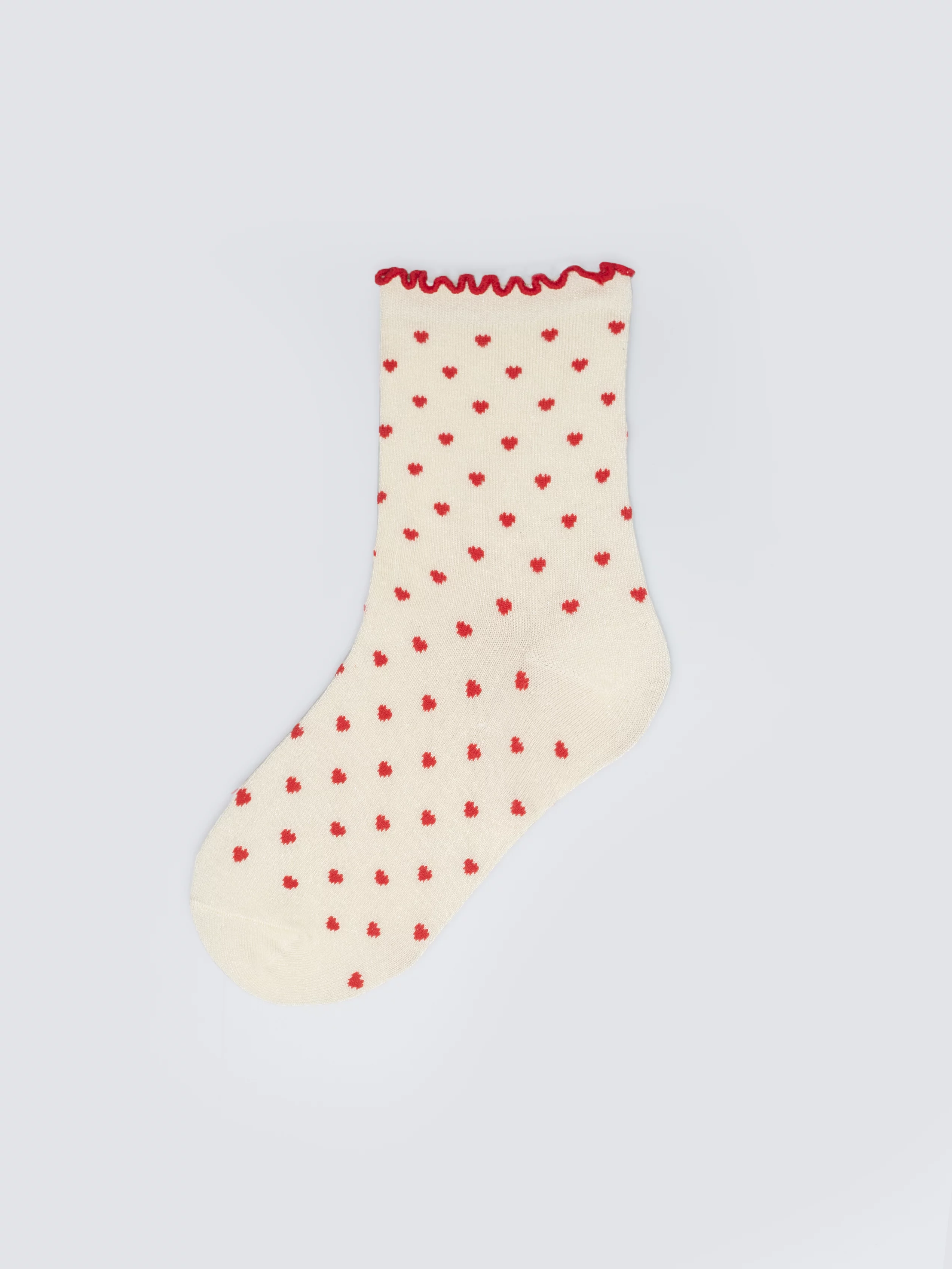 Skarpety damskie długie w czerwone serduszka białe Hartisa 100