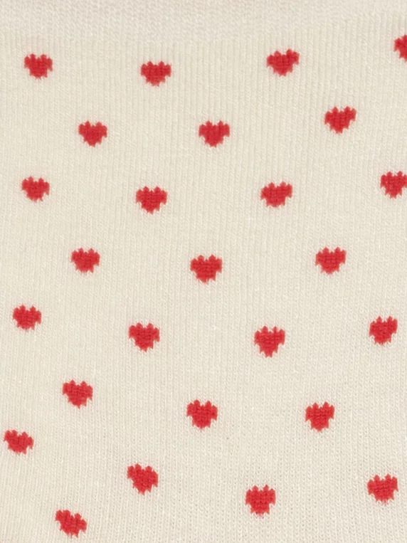 Skarpety damskie długie w czerwone serduszka białe Hartisa 100