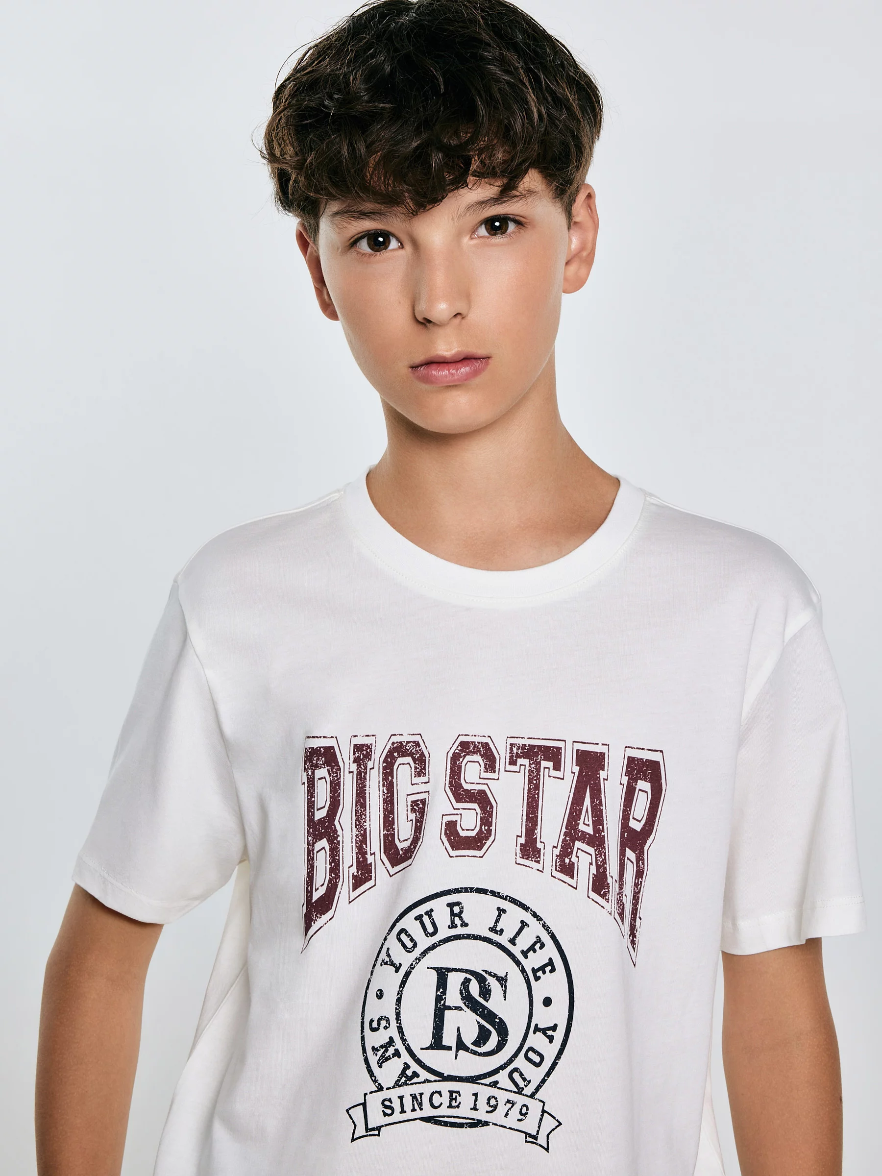 Koszulka chłopięca z nadrukiem biała Mauter 100