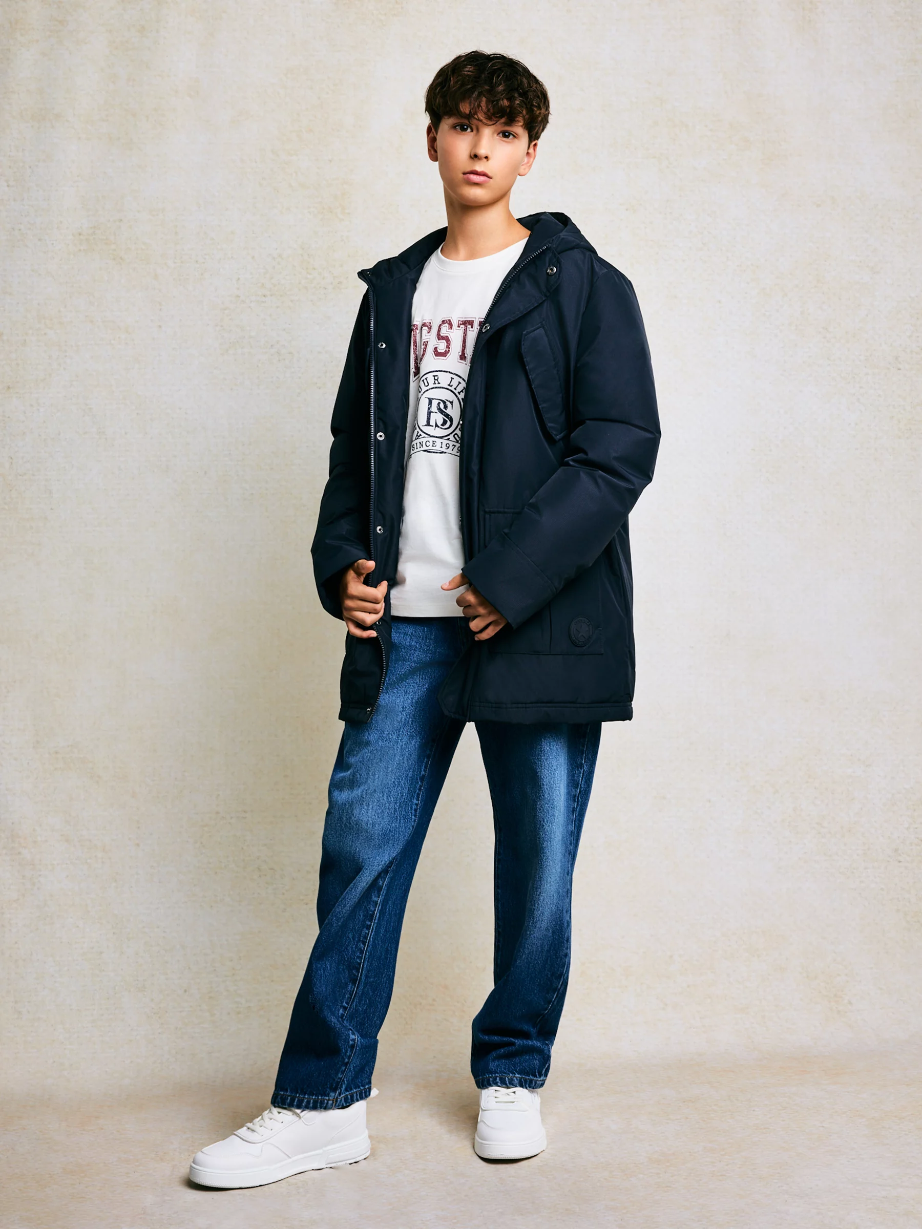 Koszulka chłopięca z nadrukiem biała Mauter 100