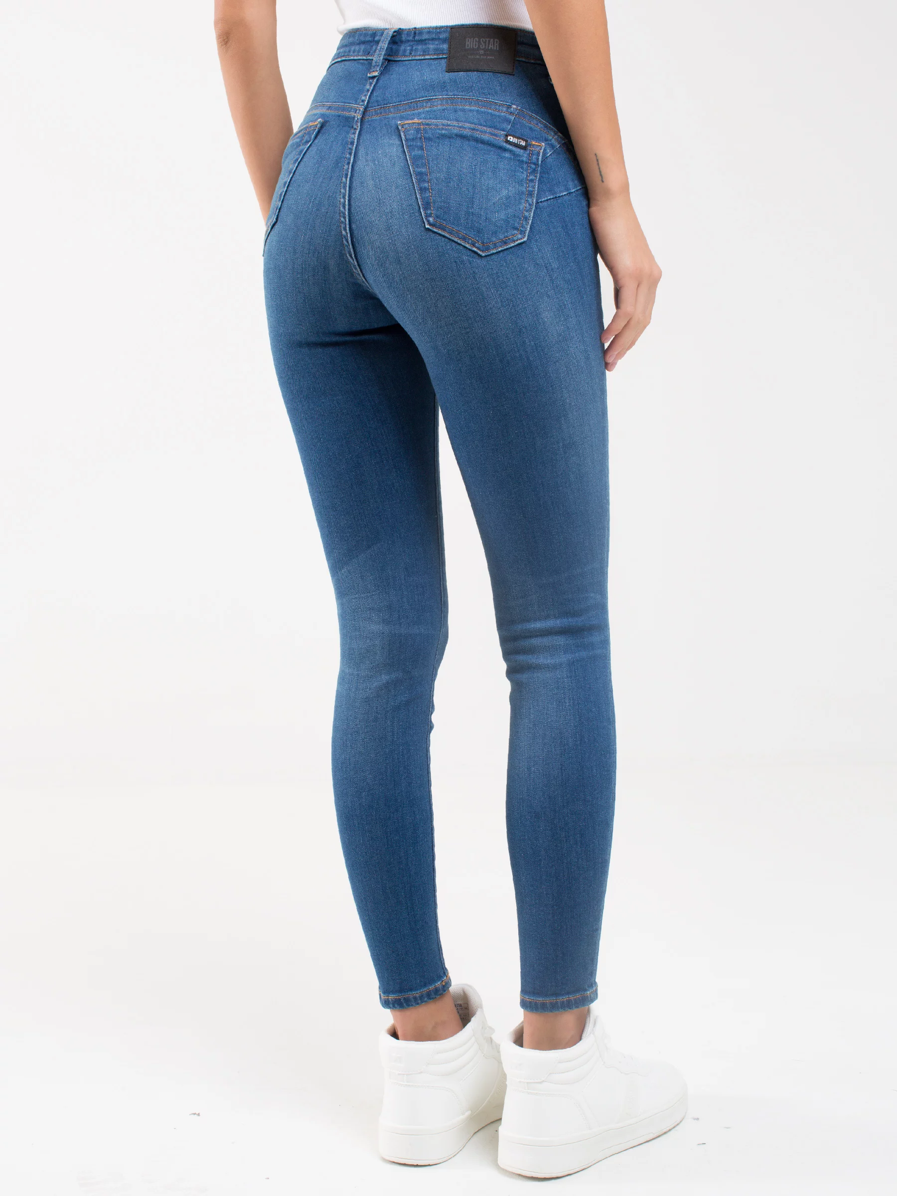 Jeansy damskie push up niebieskie Mariella High Waist 458