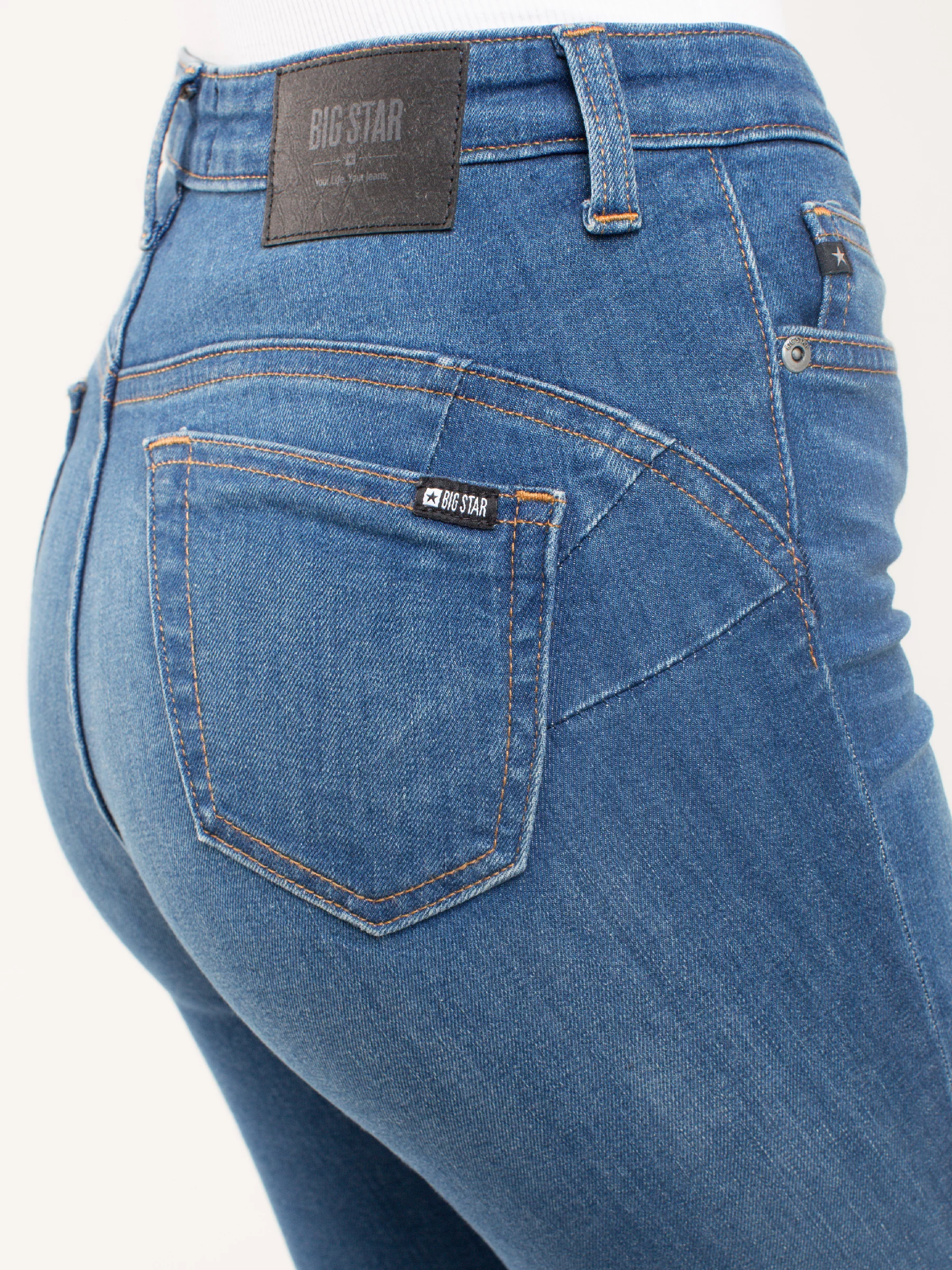 Jeansy damskie push up niebieskie Mariella High Waist 458