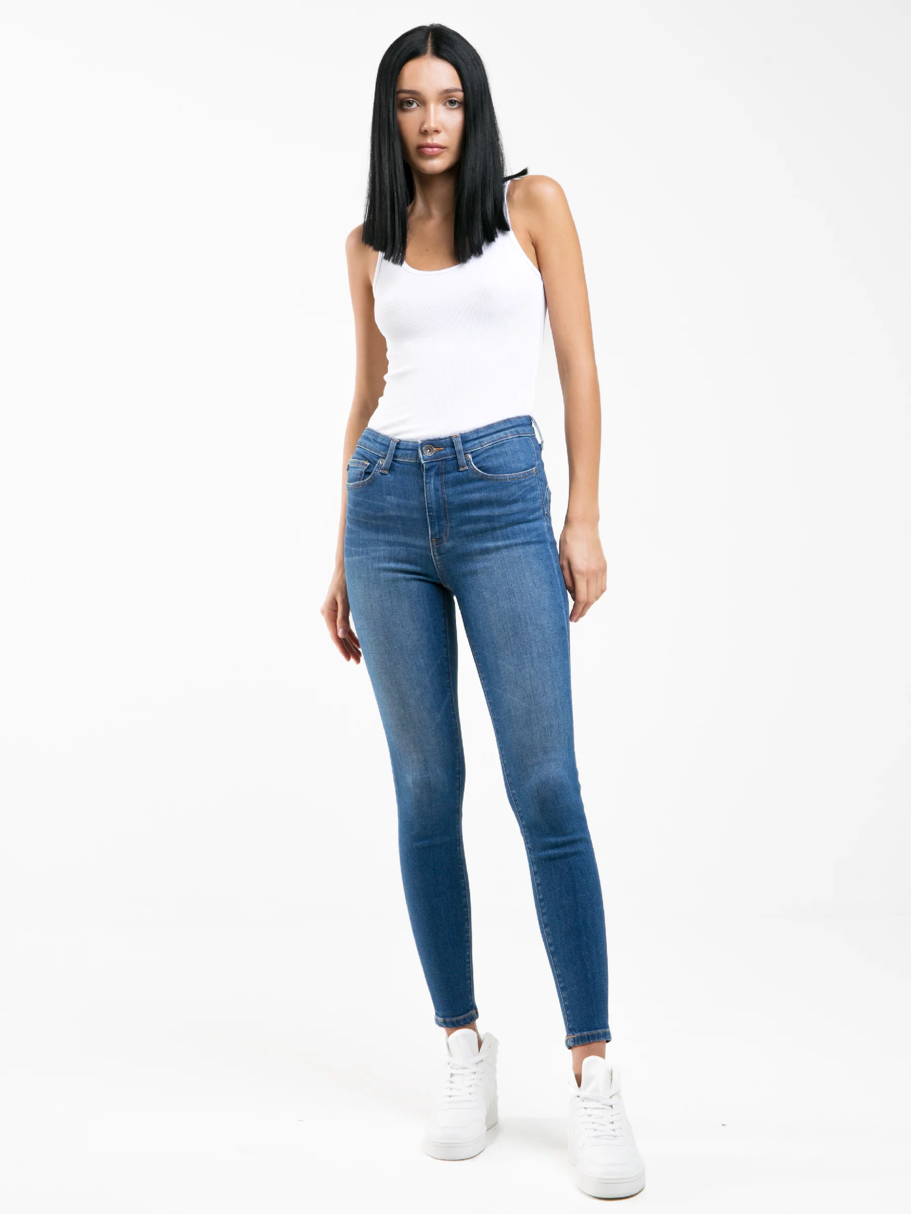 Jeansy damskie push up niebieskie Mariella High Waist 458