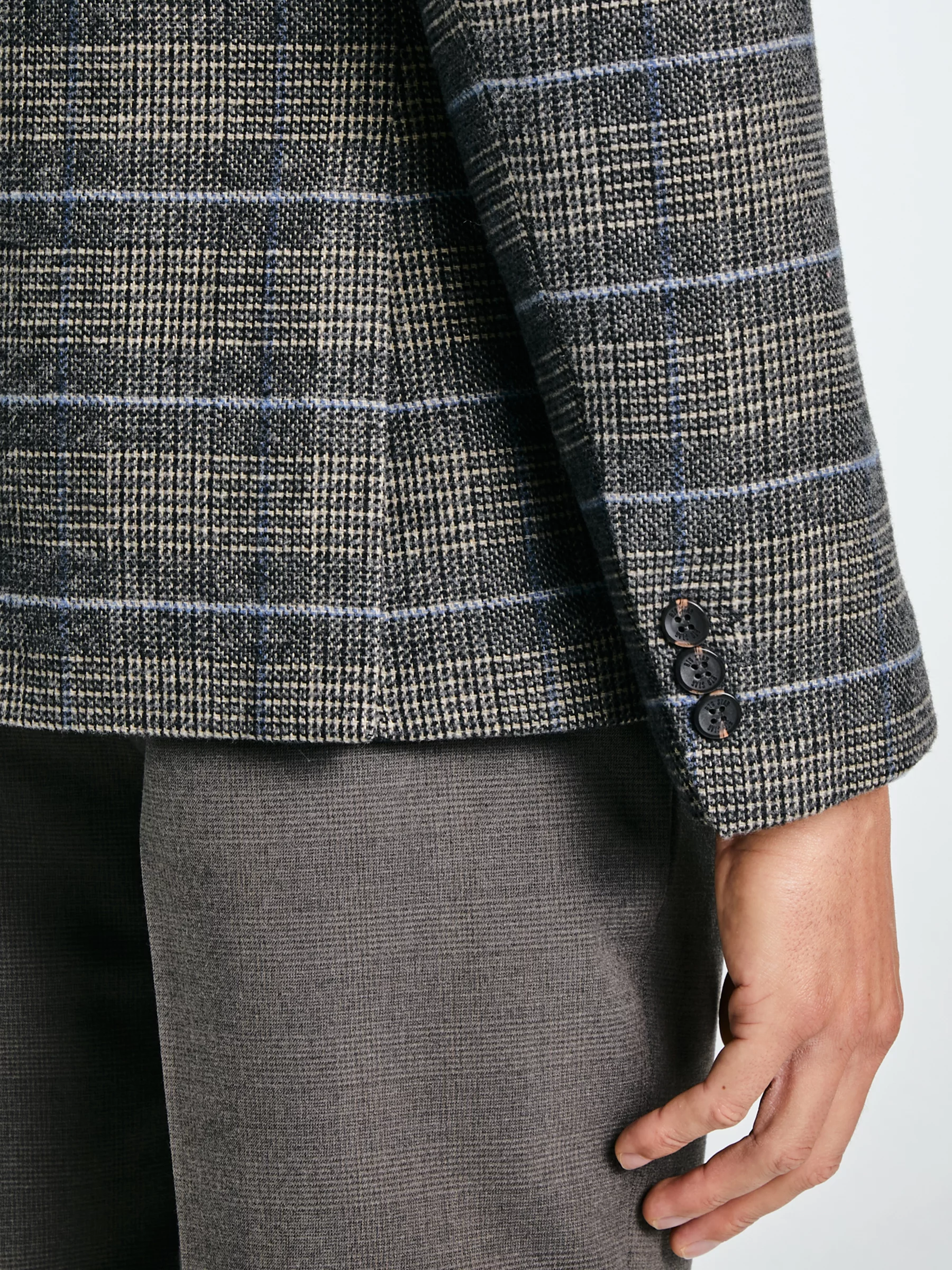 Marynarka męska z dodatkiem wełny w kratę brązowa Filo 803