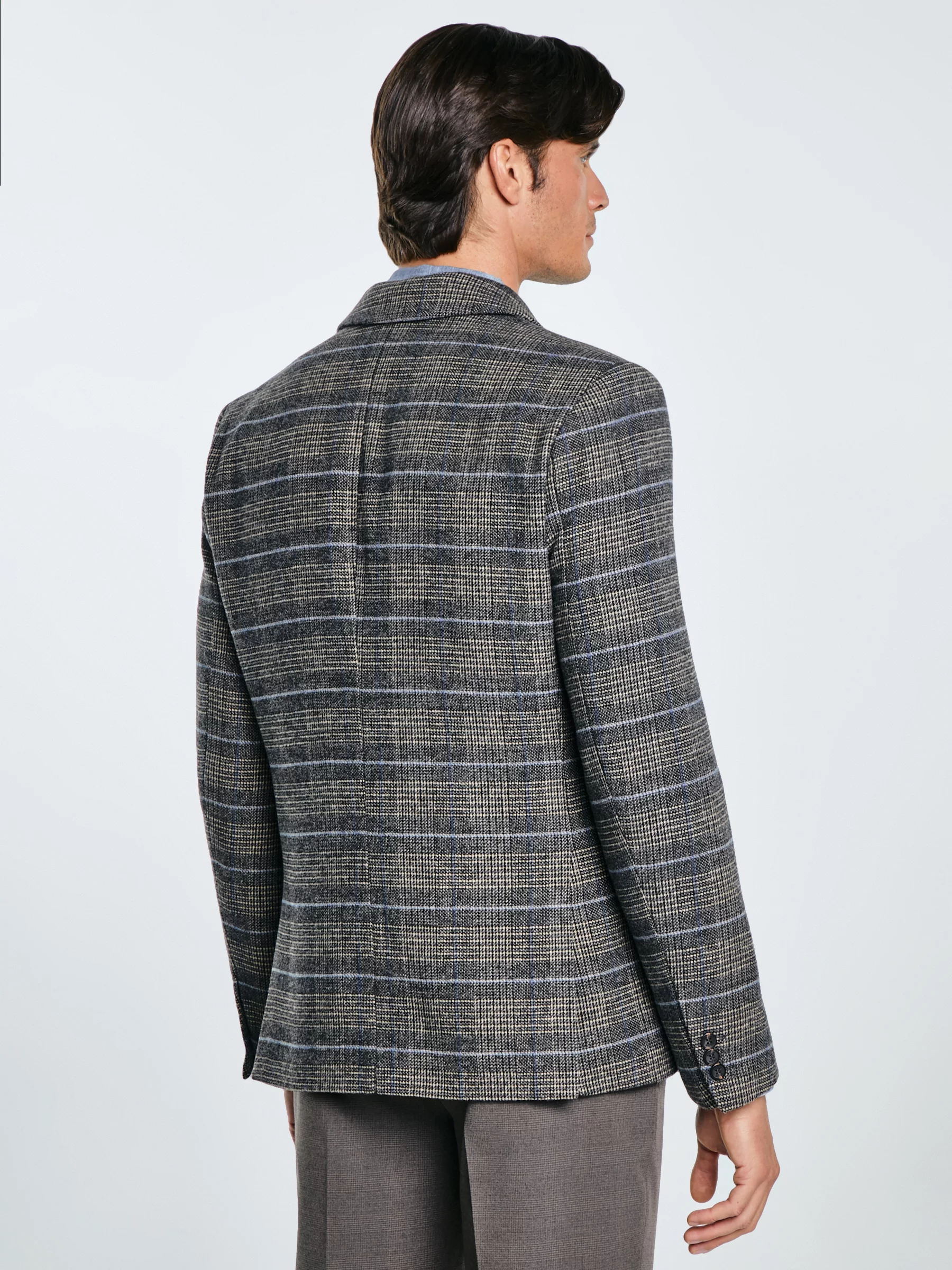 Marynarka męska z dodatkiem wełny w kratę brązowa Filo 803