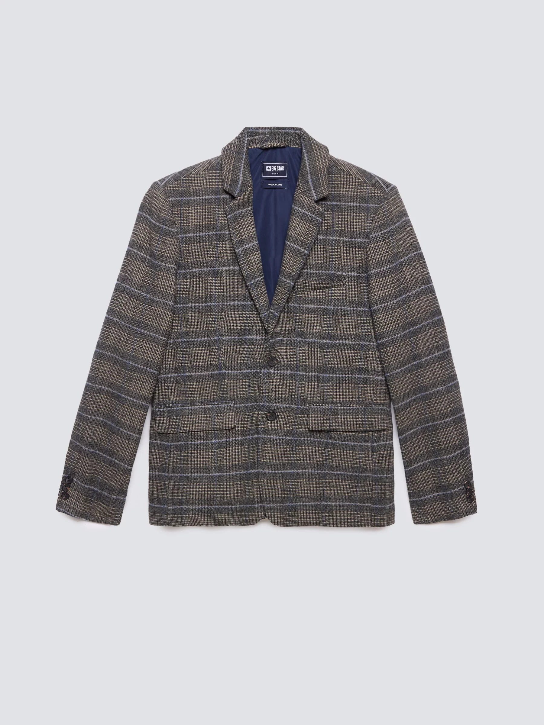 Marynarka męska z dodatkiem wełny w kratę brązowa Filo 803