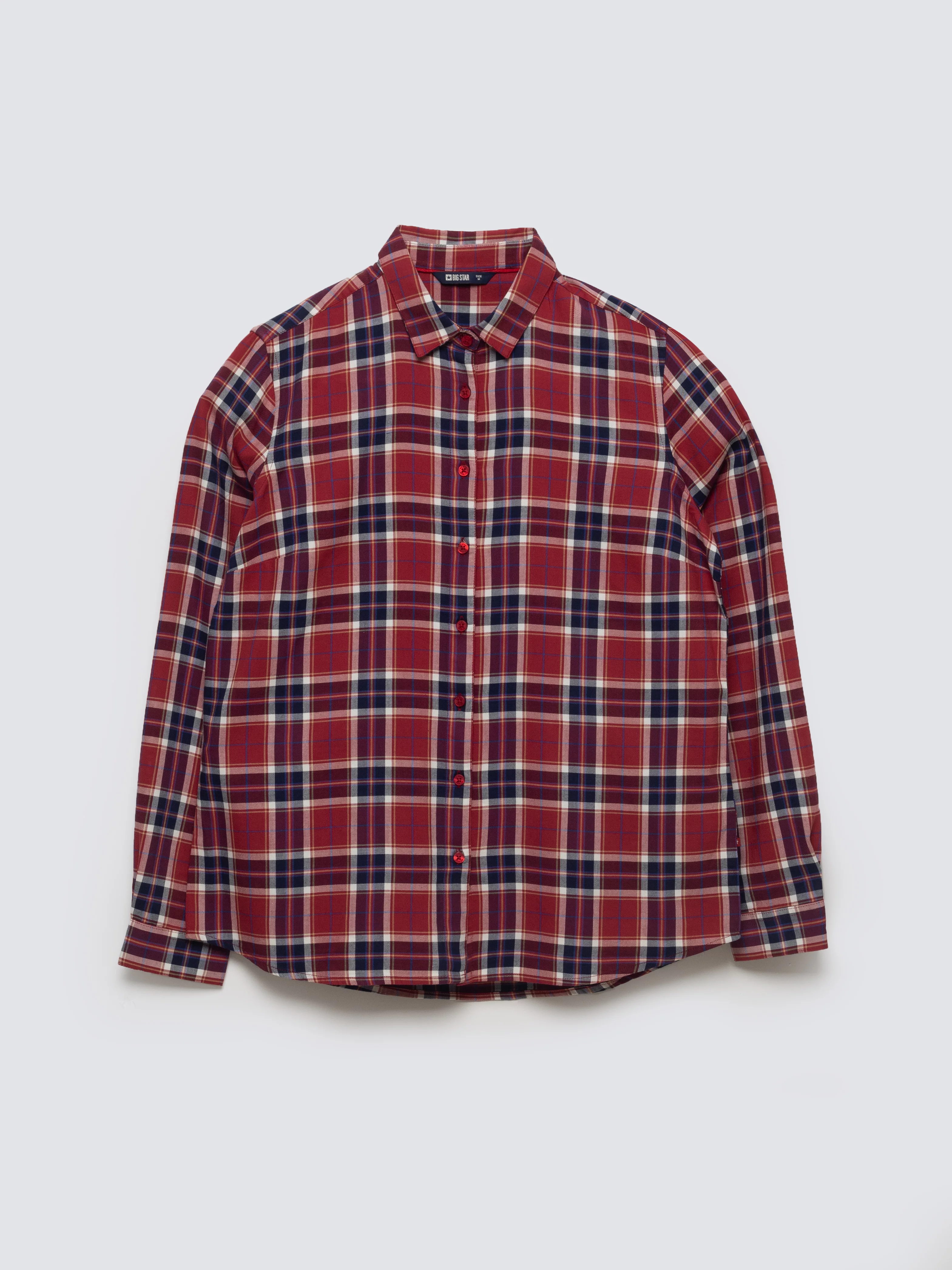 Koszula damska w kratę z wiskozy czerwona Petrini 604