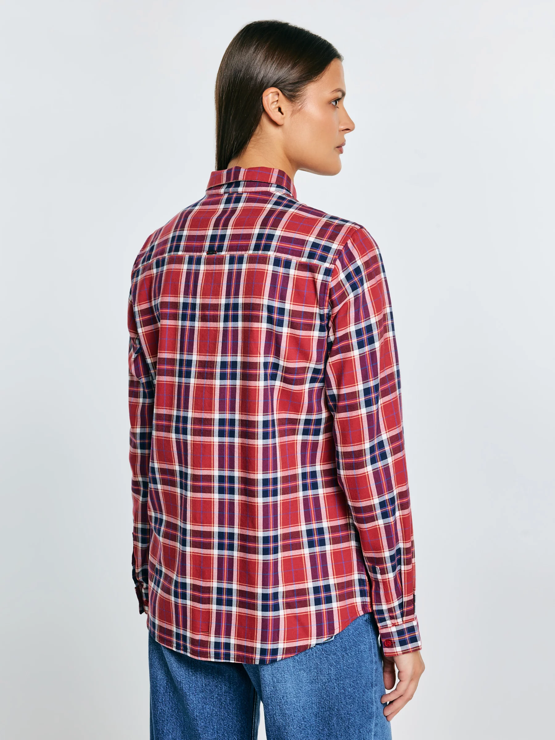 Koszula damska w kratę z wiskozy czerwona Petrini 604