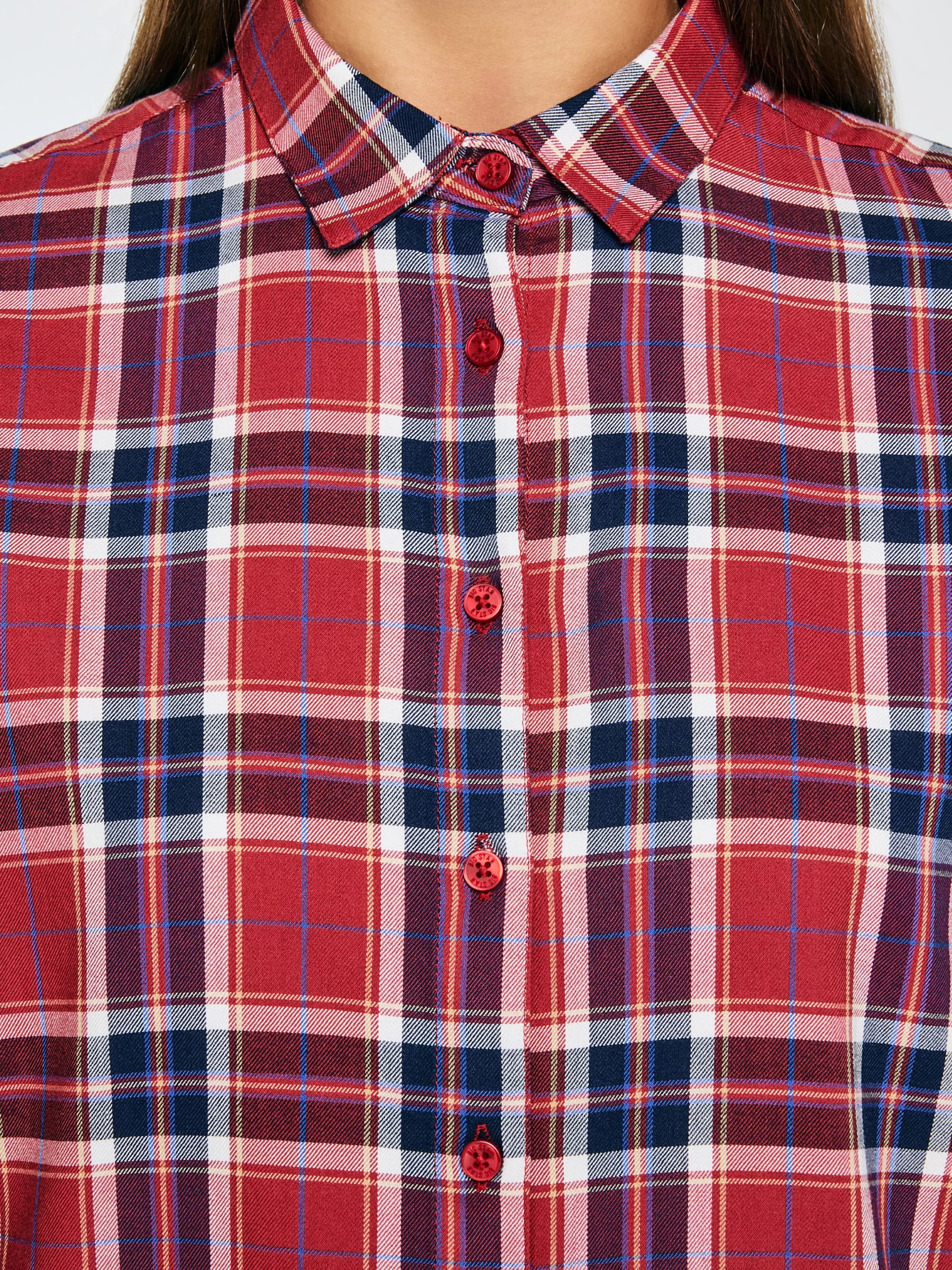 Koszula damska w kratę z wiskozy czerwona Petrini 604