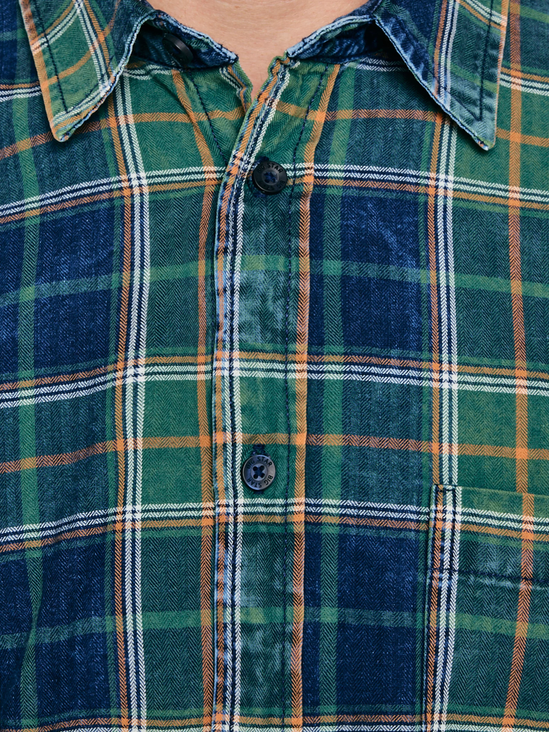 Koszula męska bawełniana w kratę zielono-granatowa Merowi 304