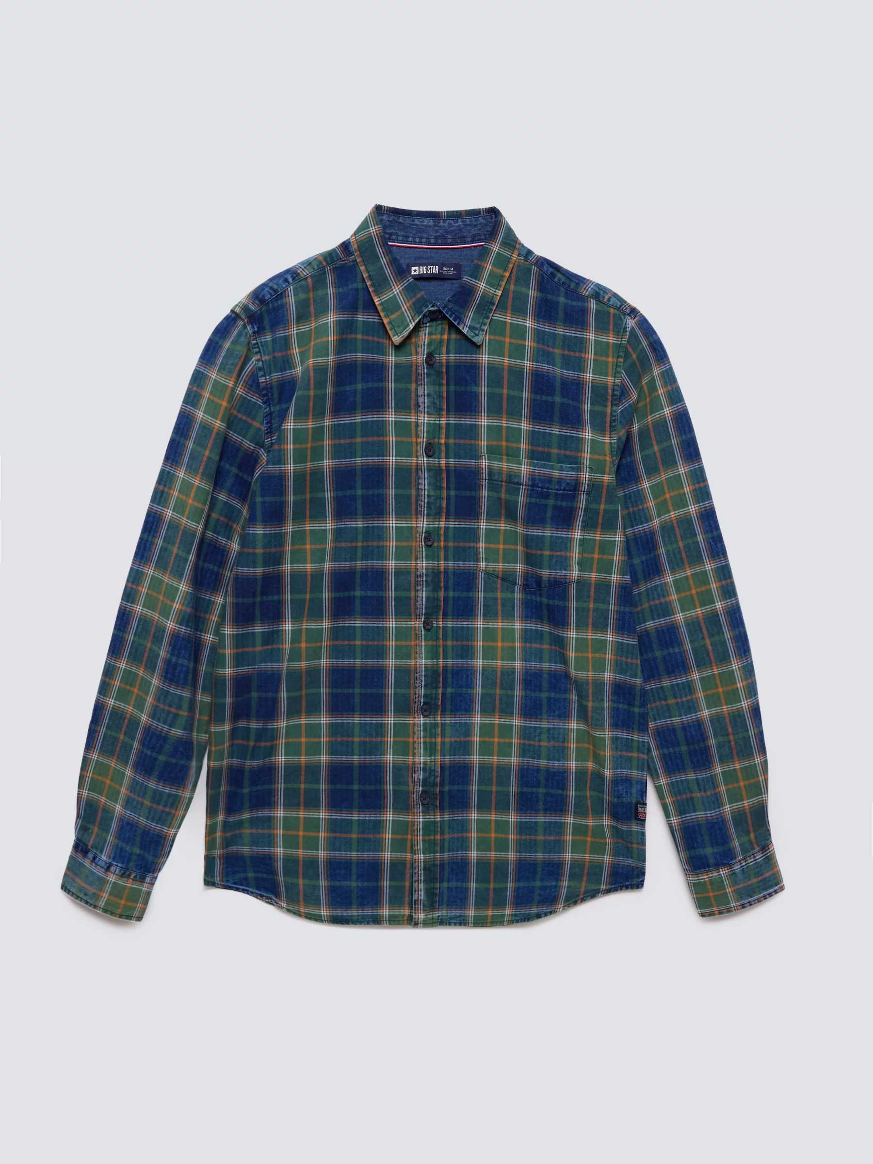 Koszula męska bawełniana w kratę zielono-granatowa Merowi 304