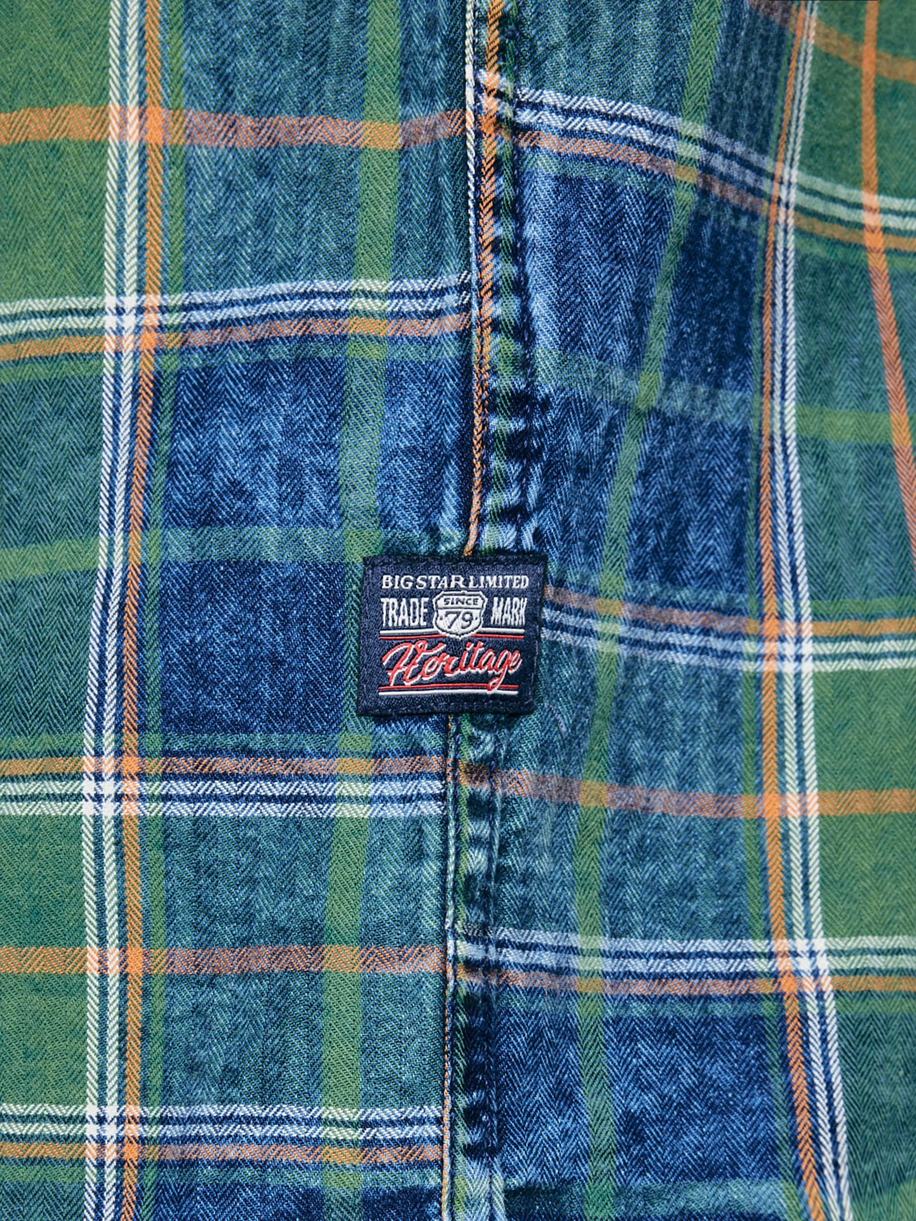 Koszula męska bawełniana w kratę zielono-granatowa Merowi 304