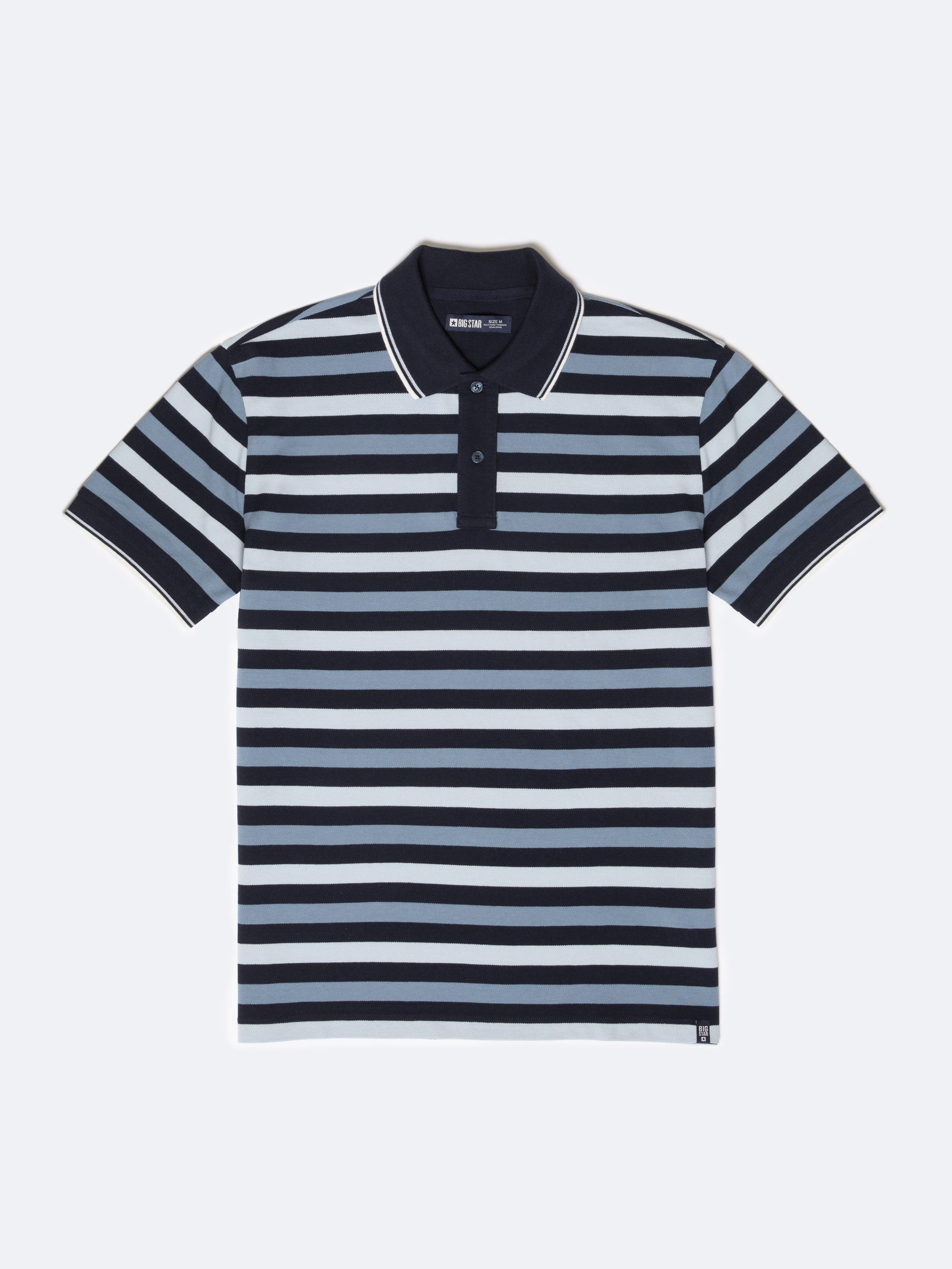 Koszulka męska polo w kolorowe paski Seulir 401