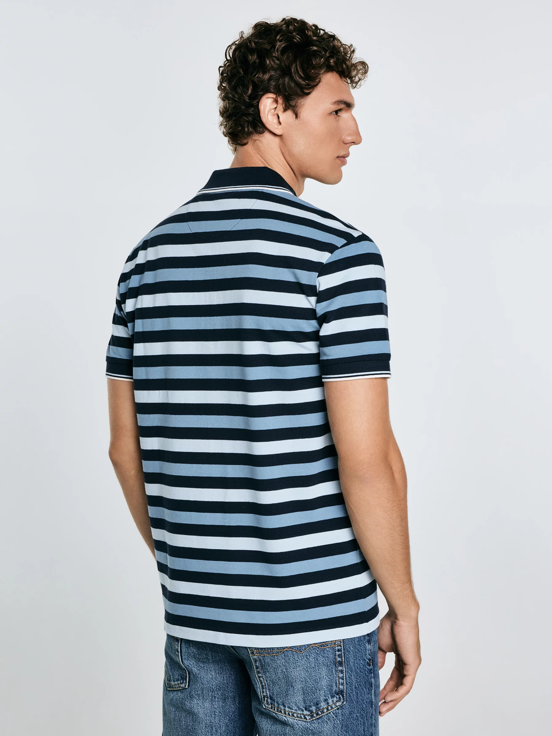 Koszulka męska polo w kolorowe paski Seulir 401