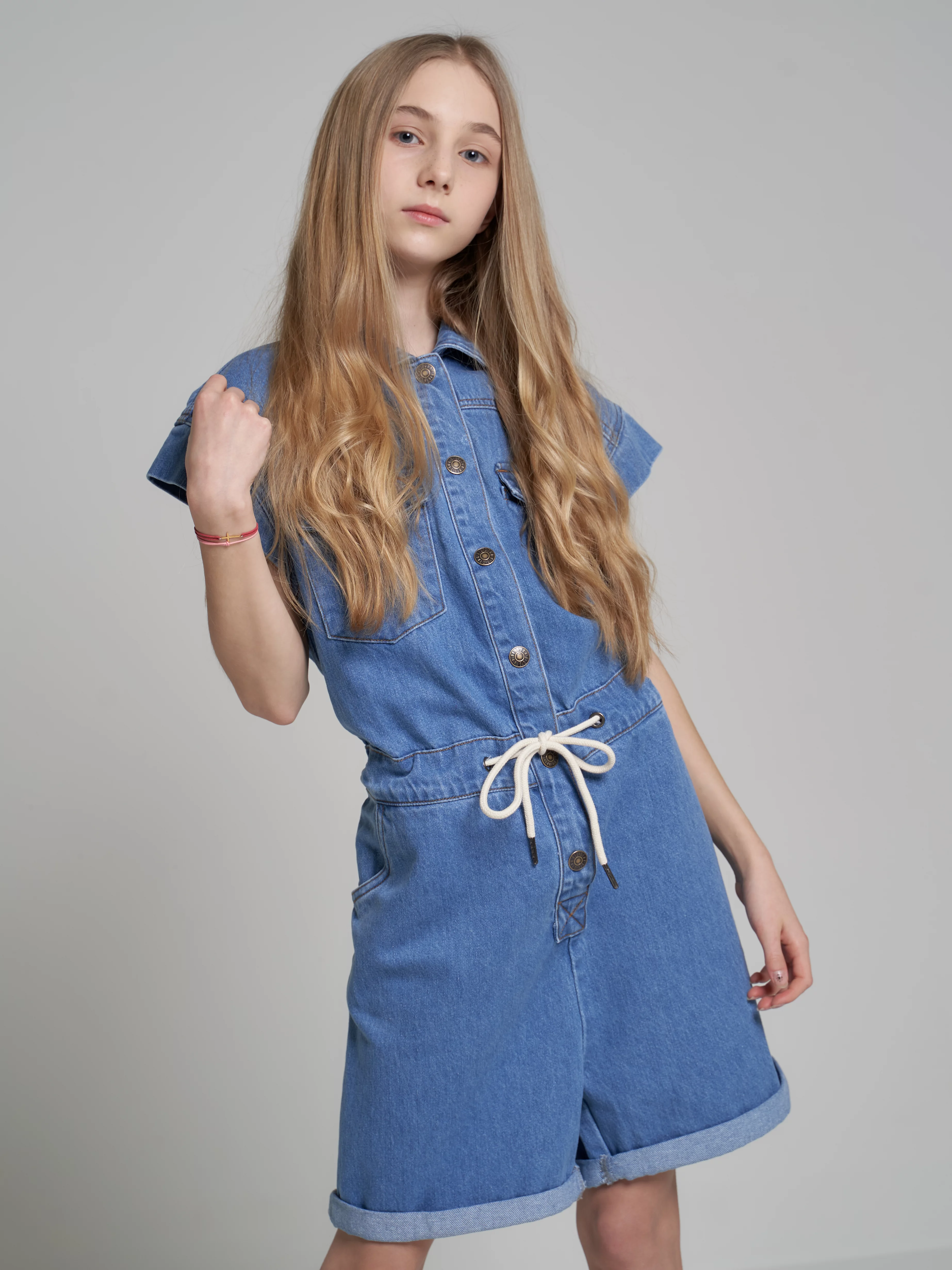 Kombinezon dziewczęcy jeansowy niebieski Quinn 129