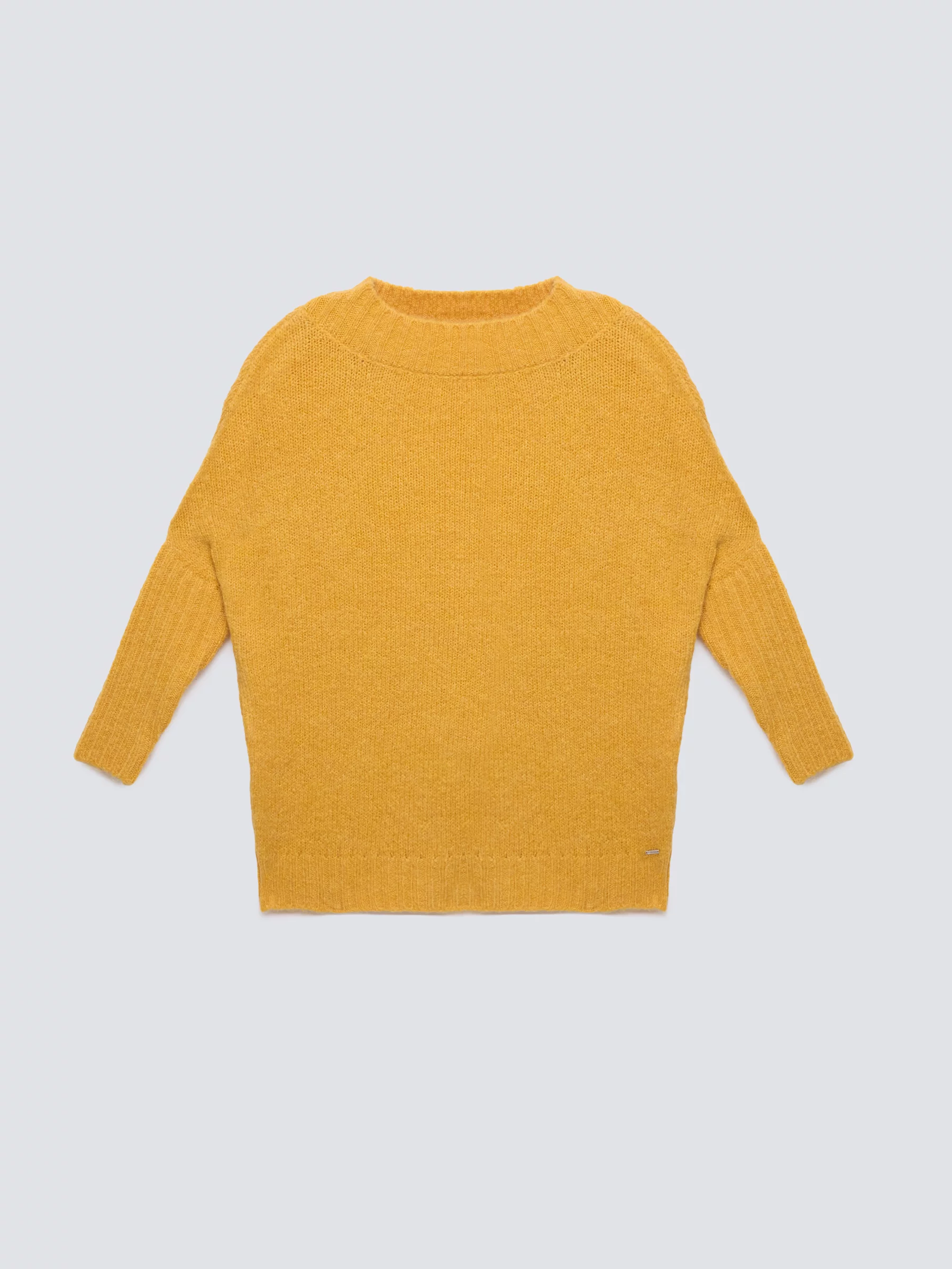 Sweter damski oversize z dodatkiem wełny żółty Mayamiko 201