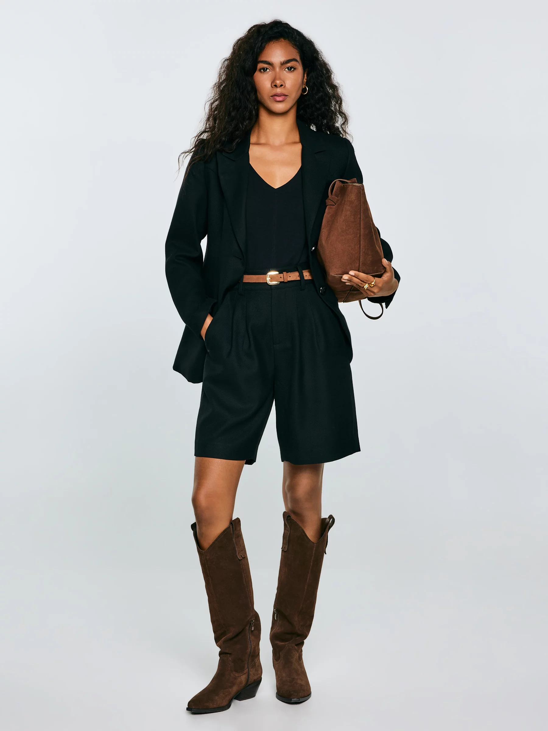 Szorty damskie z dodatkiem wełny czarne Emis 906