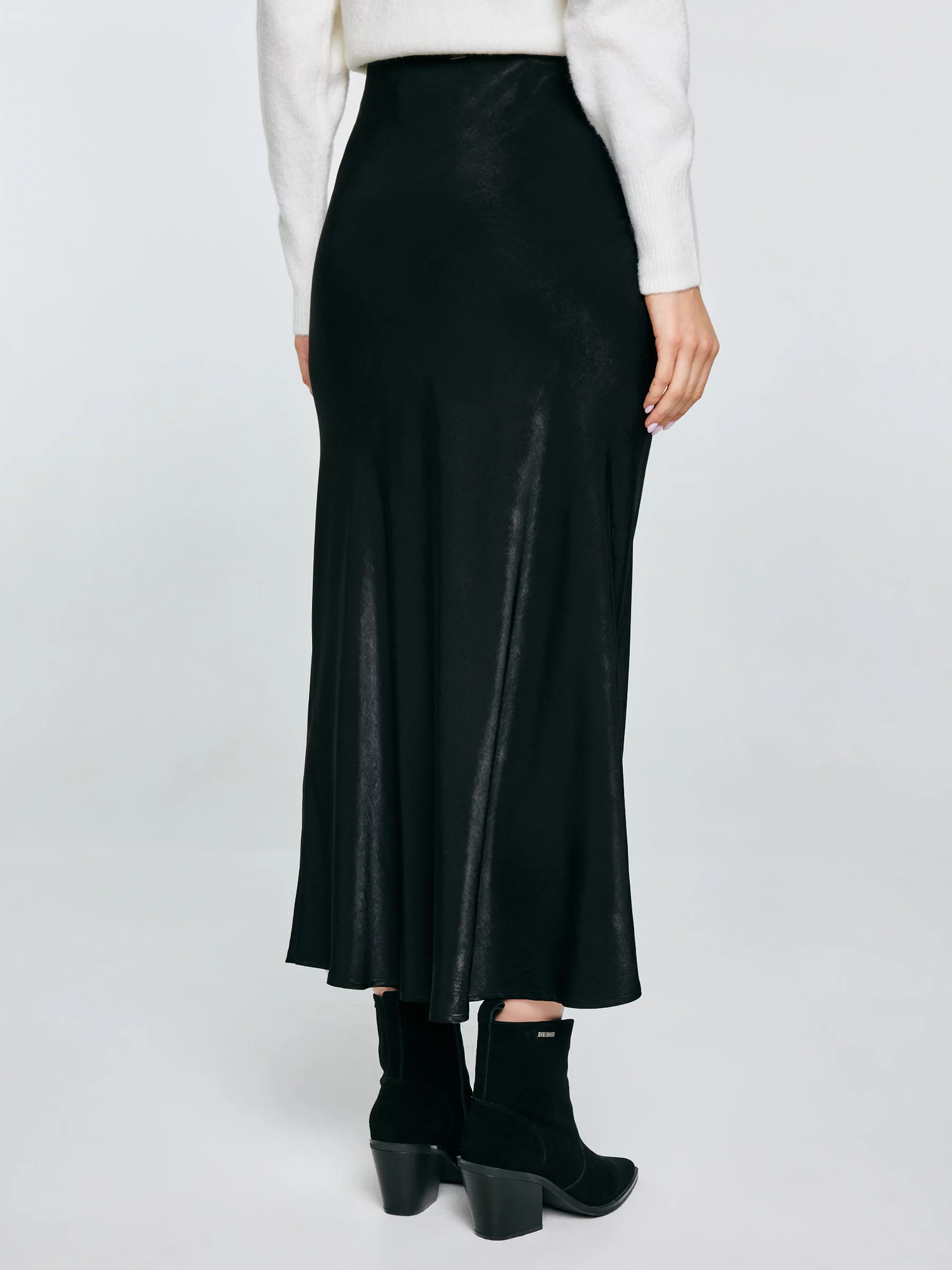 Spódnica damska midi satynowa czarna Eleni 906