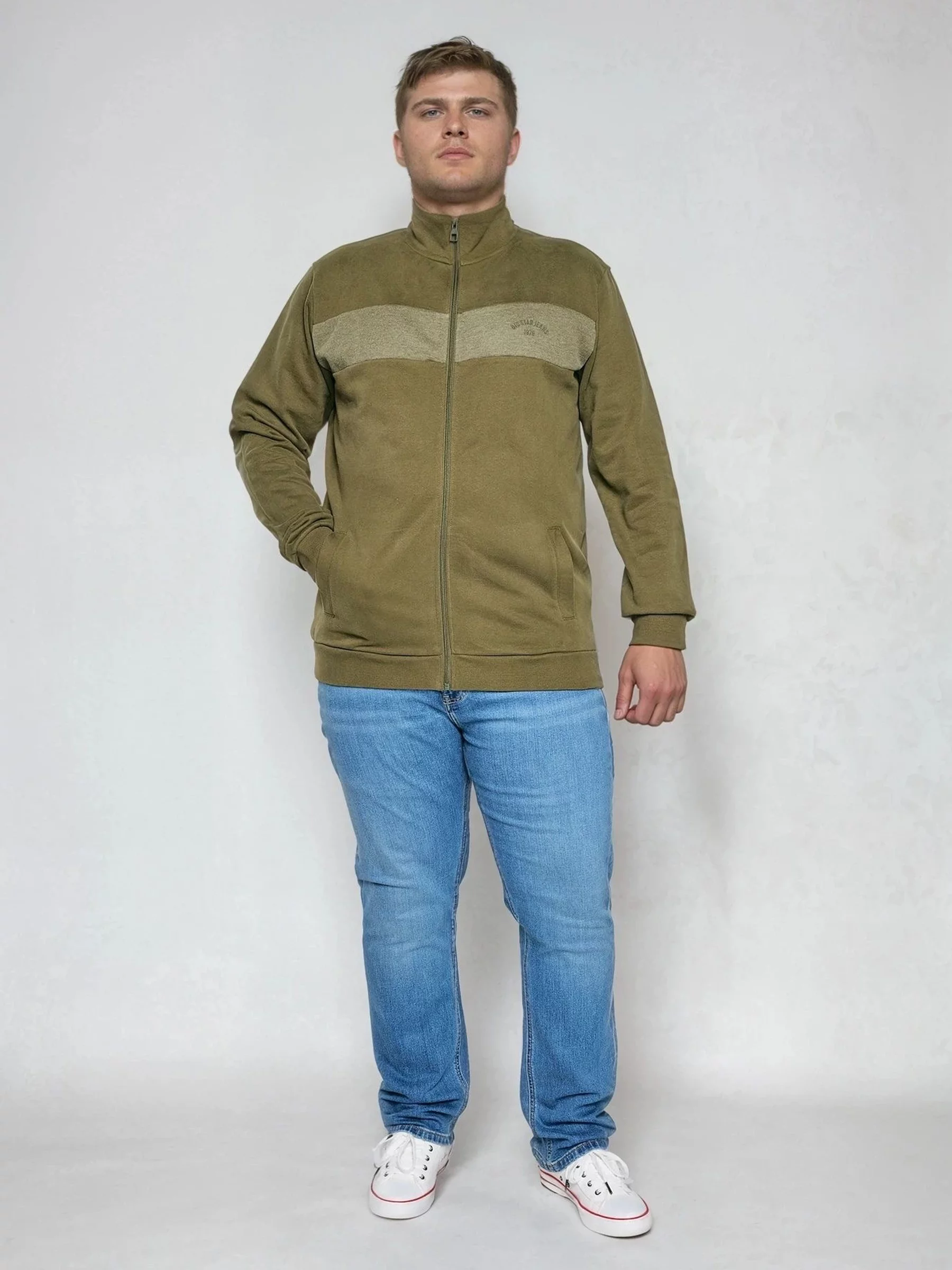 Bluza męska bawełniana na stójce khaki Johnson 303