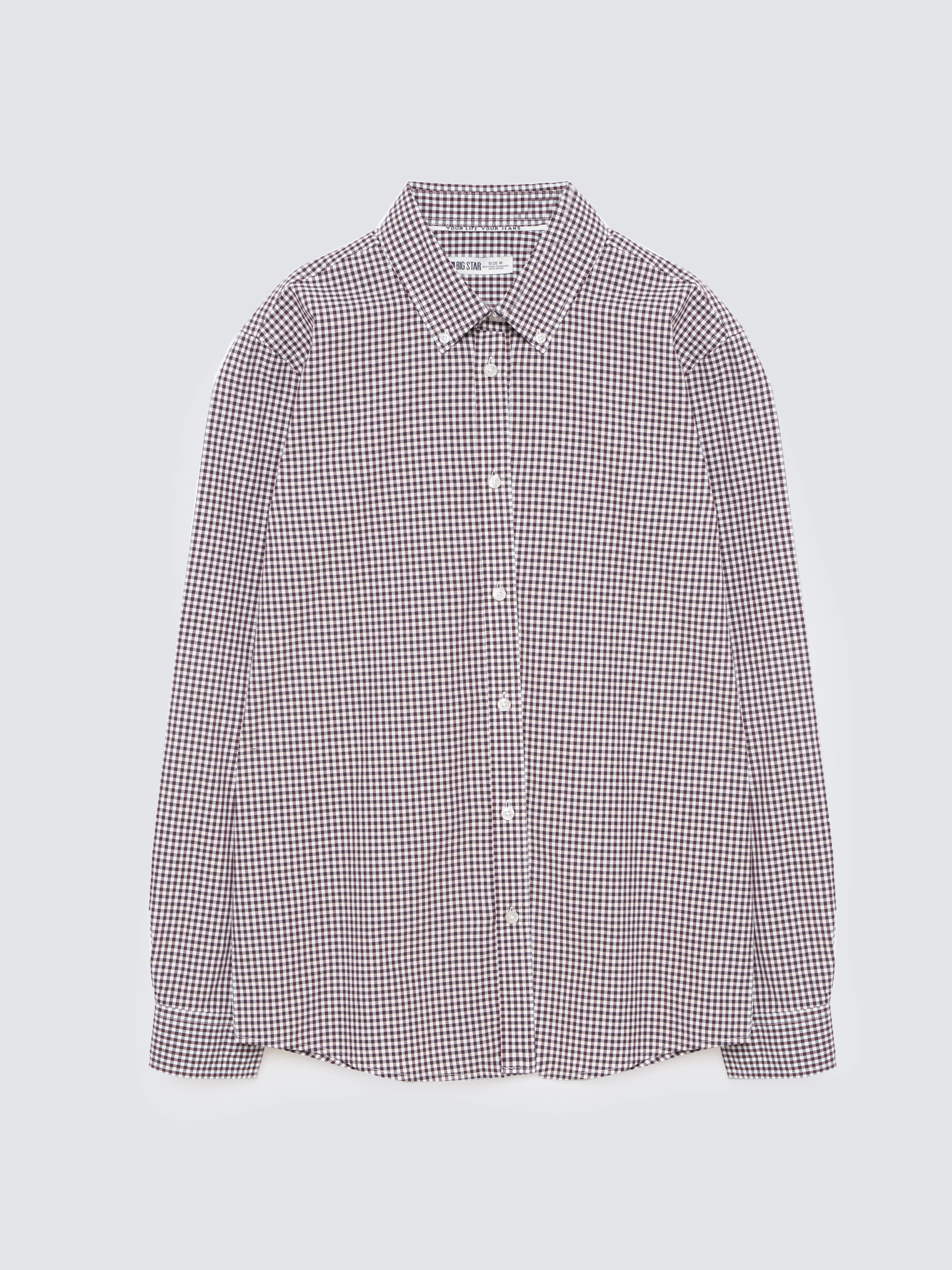 Koszula męska bawełniana w drobną kratę bordowa Gibbsoner 604