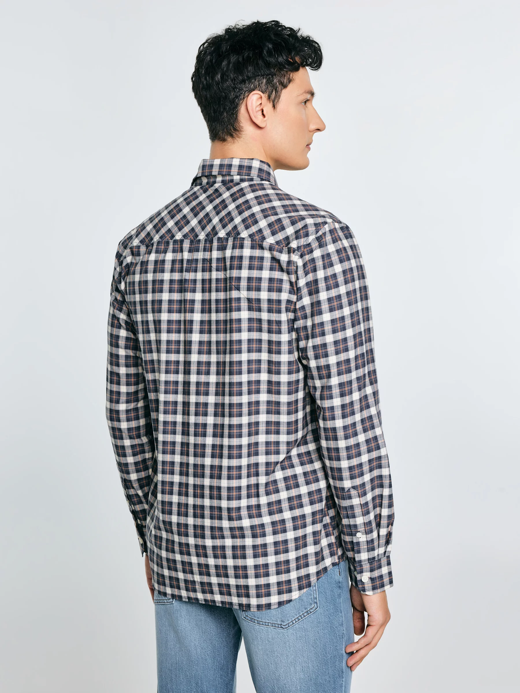 Koszula męska bawełniana w kratę czarna Gibbineros 906