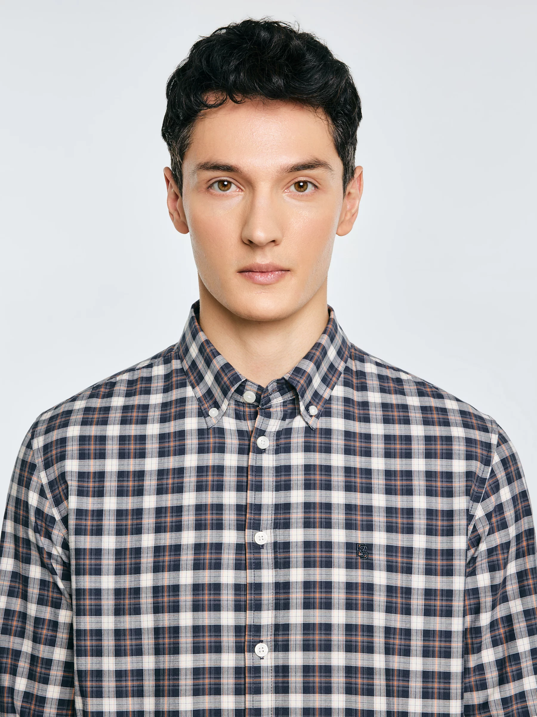 Koszula męska bawełniana w kratę czarna Gibbineros 906