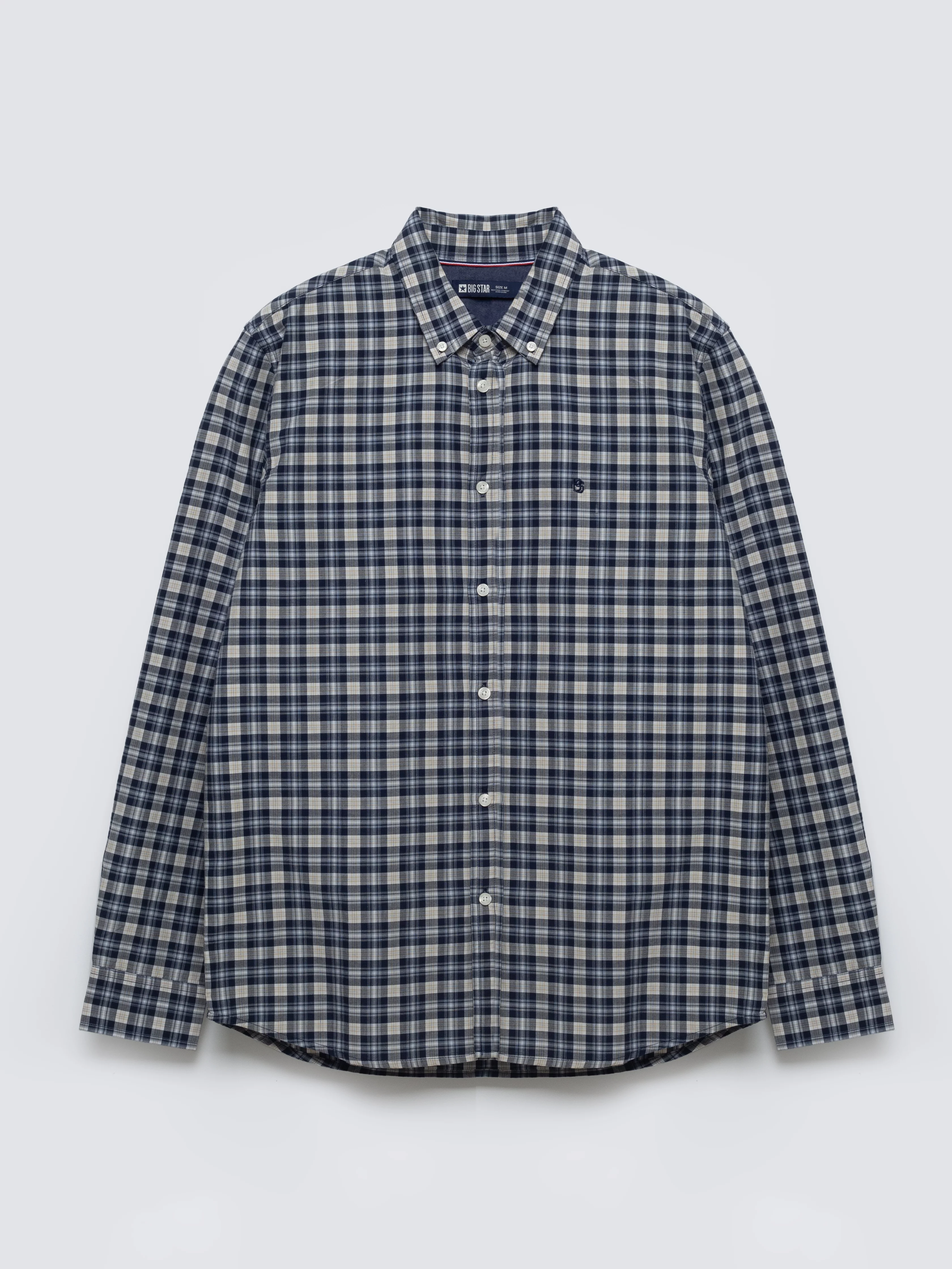 Koszula męska bawełniana w kratę granatowa Gibbineros 402