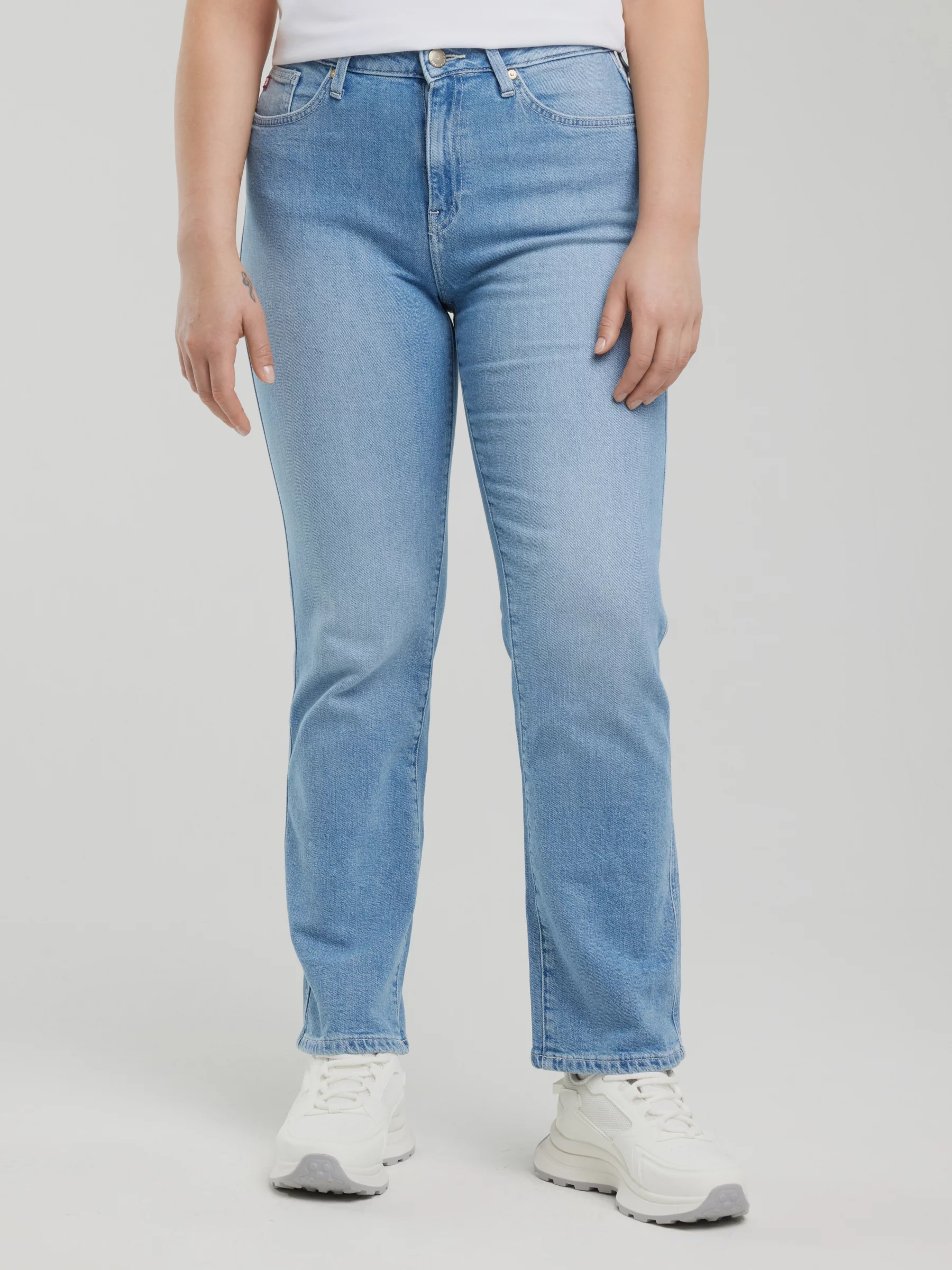 Jeansy damskie z prostą nogawką jasnoniebieskie Myrra 113