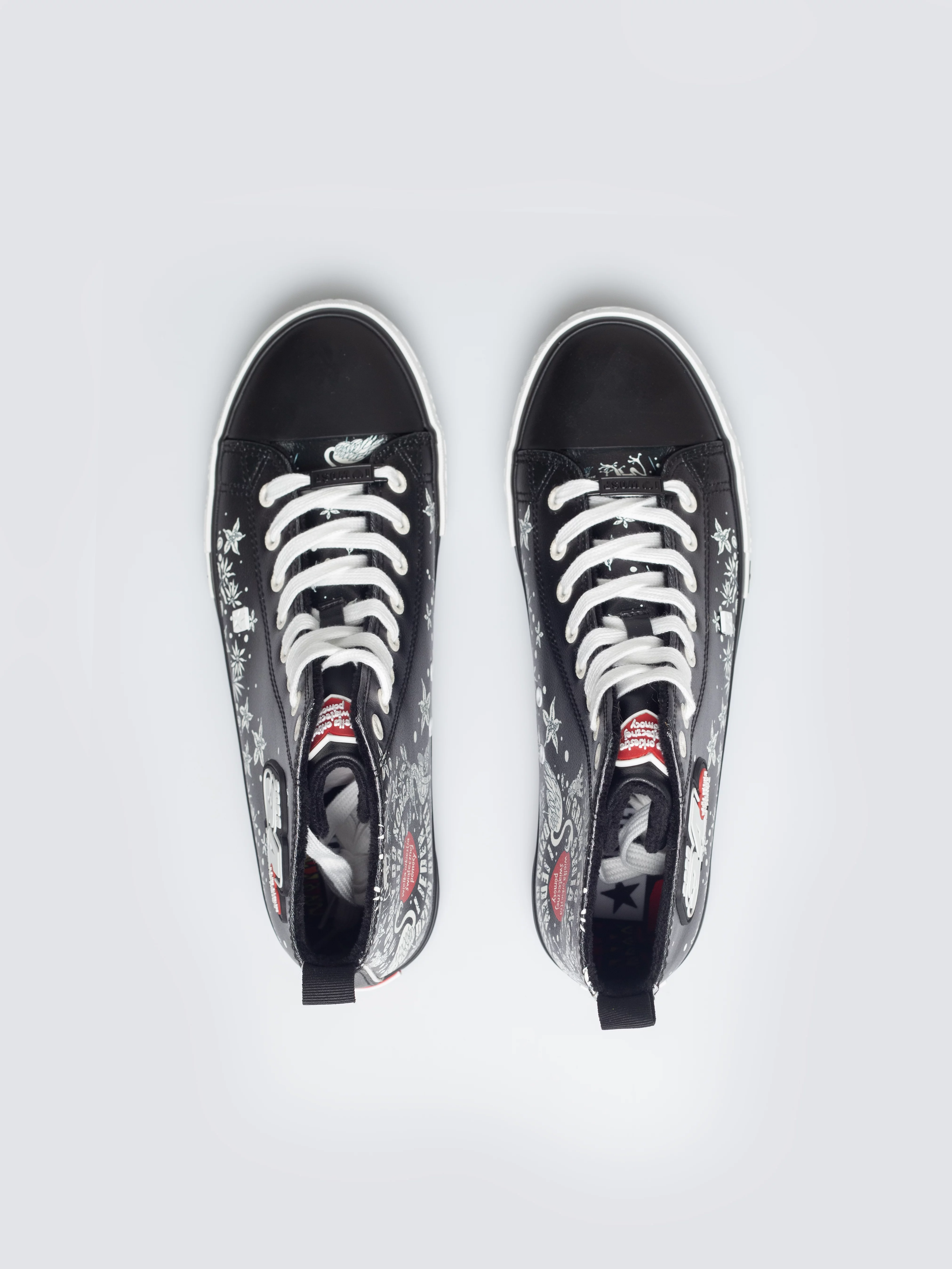 Trampki wysokie ze skóry ekologicznej z nadrukiem WOśP czarne TT174400 906