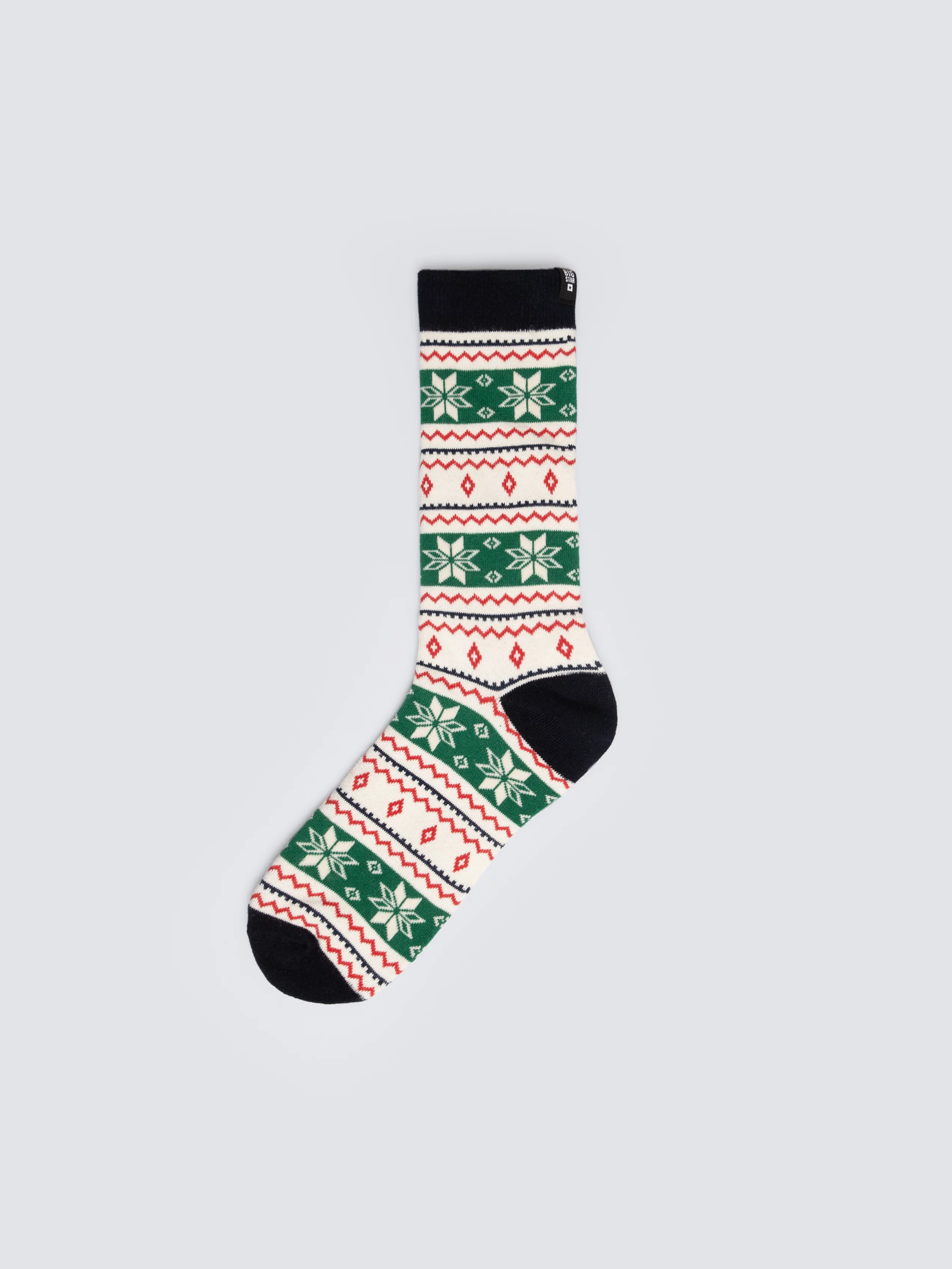 Skarpety męskie długie ze wzorem skandynawskim zielone Daryl 301
