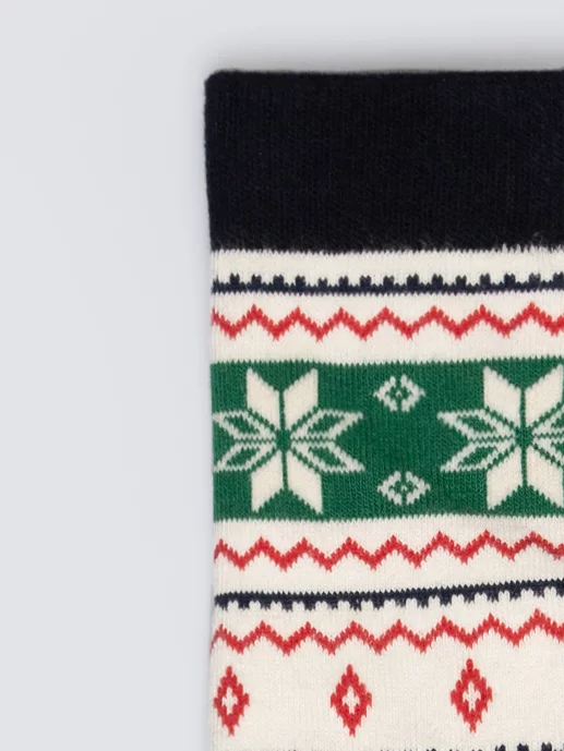 Skarpety męskie długie ze wzorem skandynawskim zielone Daryl 301