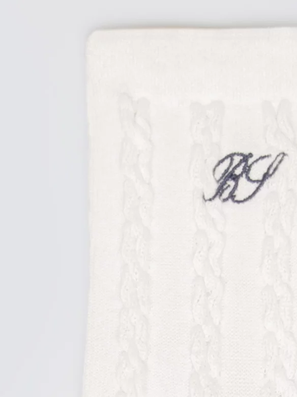 Skarpety damskie z wiskozą z warkoczowym splotem białe Brajda 100