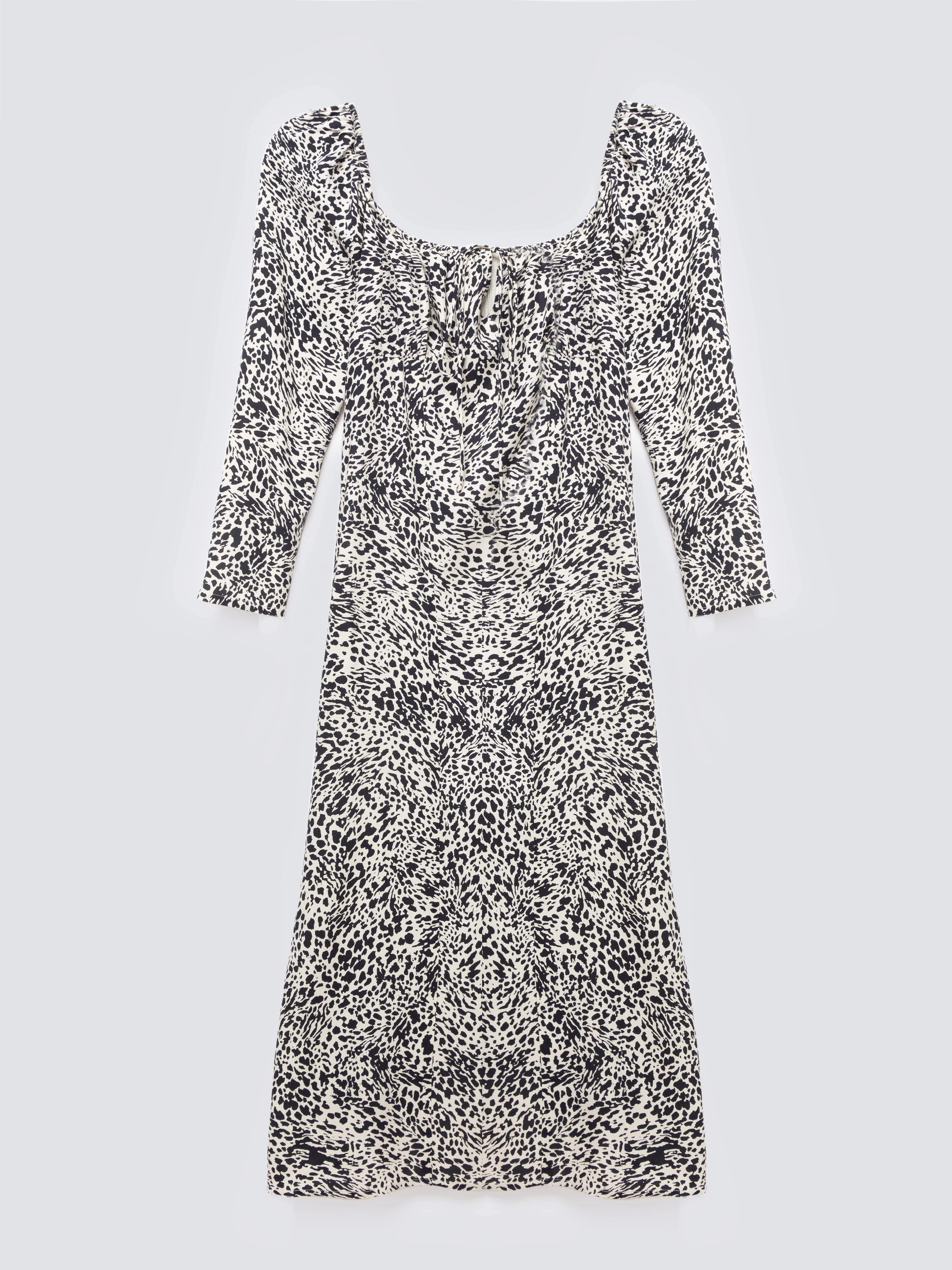 Sukienka damska midi z wiskozy z nadrukiem czarno-kremowa Kiara 906