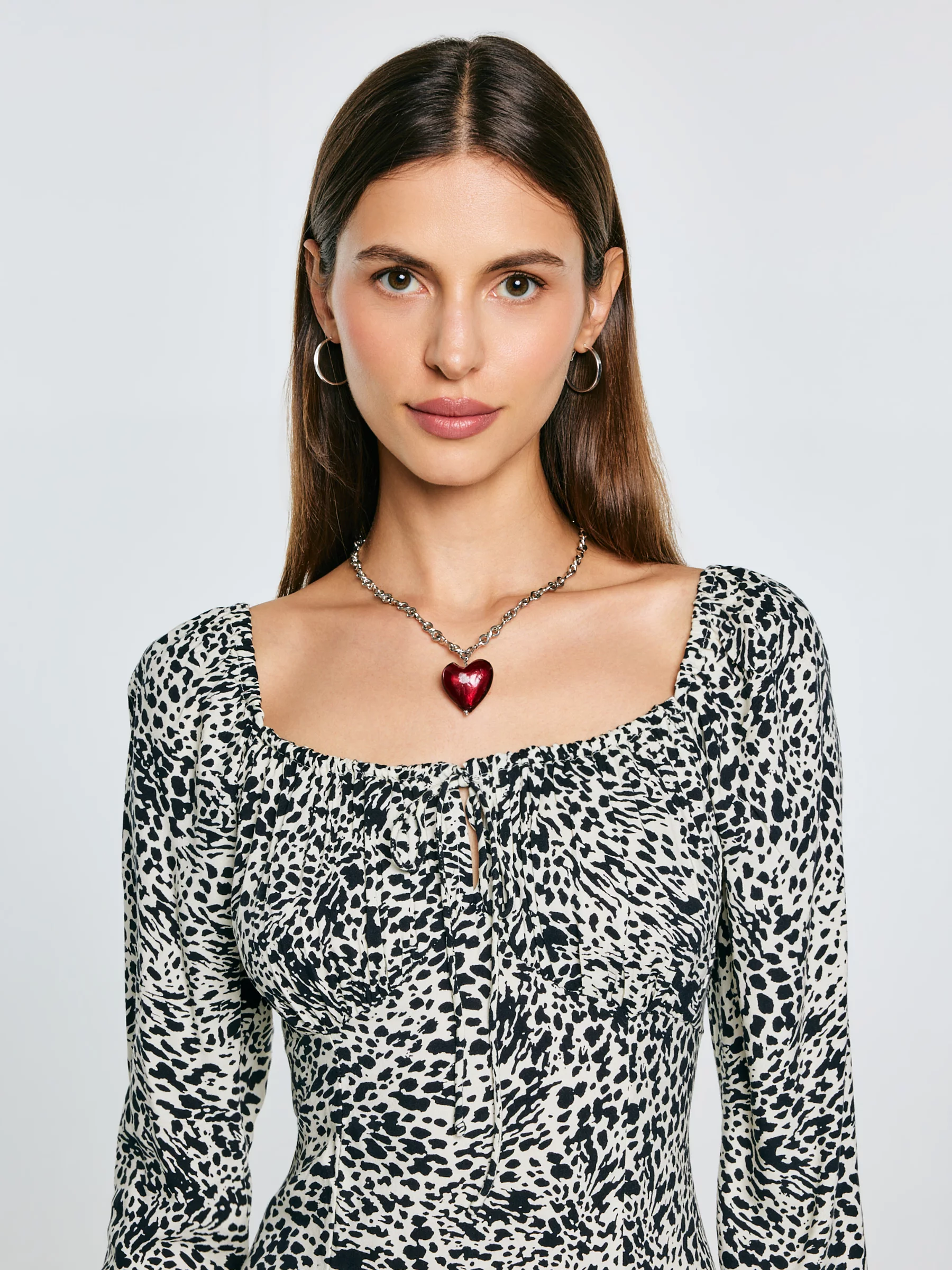 Sukienka damska midi z wiskozy z nadrukiem czarno-kremowa Kiara 906