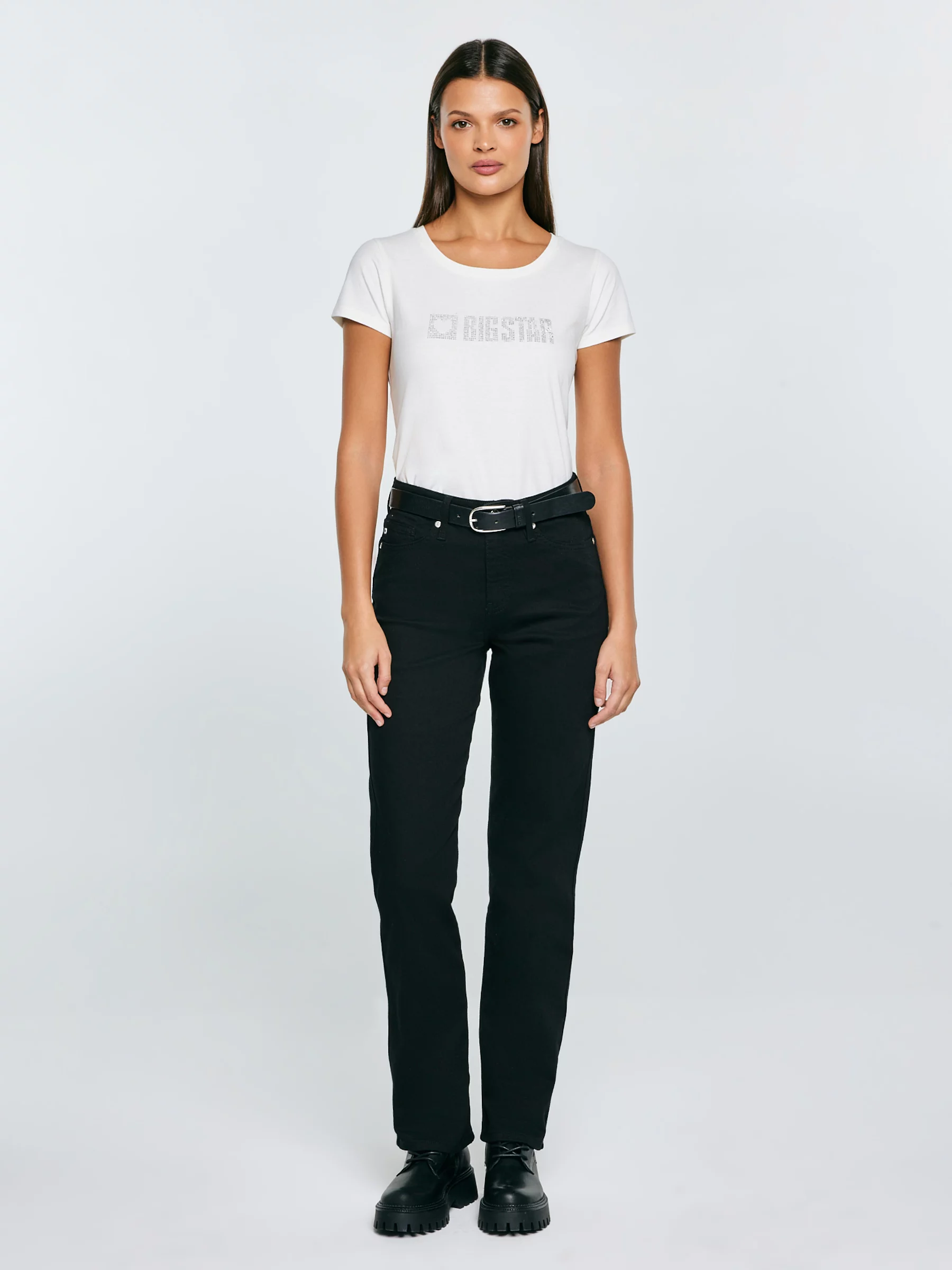 Koszulka damska z logo BIG STAR z cyrkonii biała Avra 100