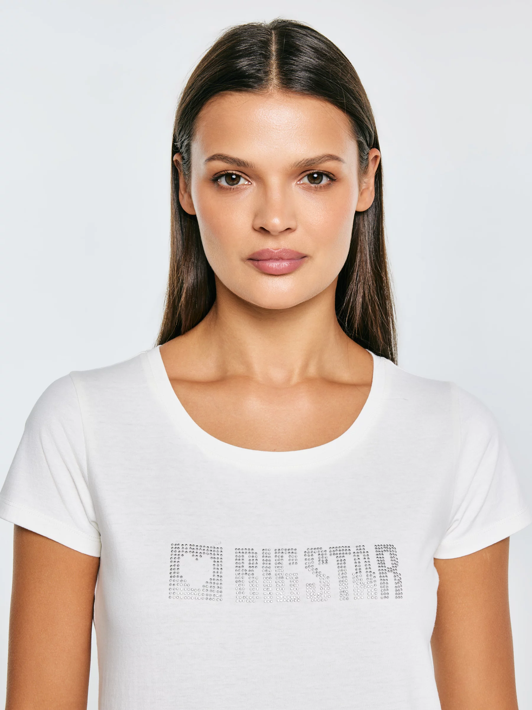 Koszulka damska z logo BIG STAR z cyrkonii biała Avra 100