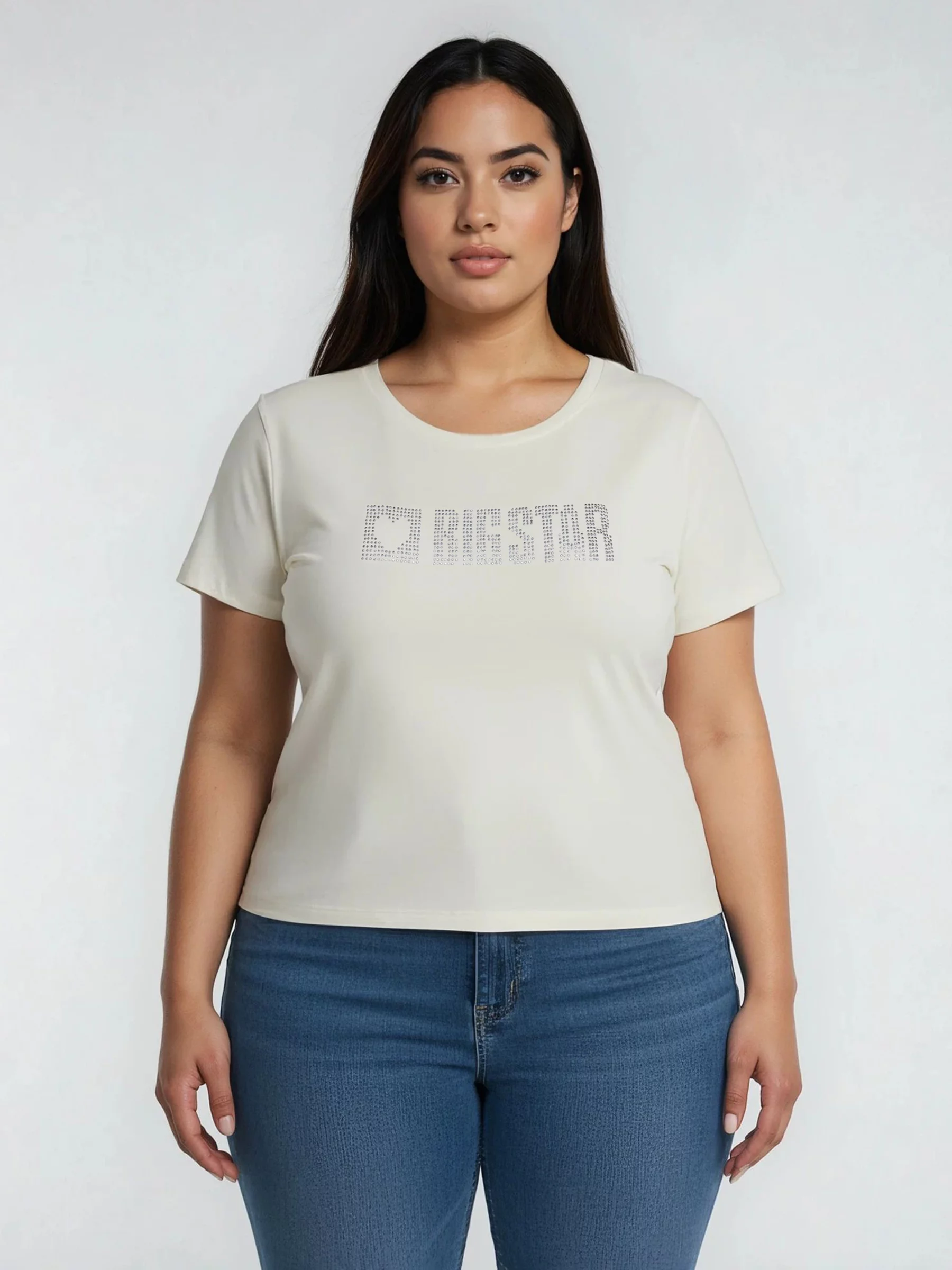 Koszulka damska z logo BIG STAR z cyrkonii biała Avra 100