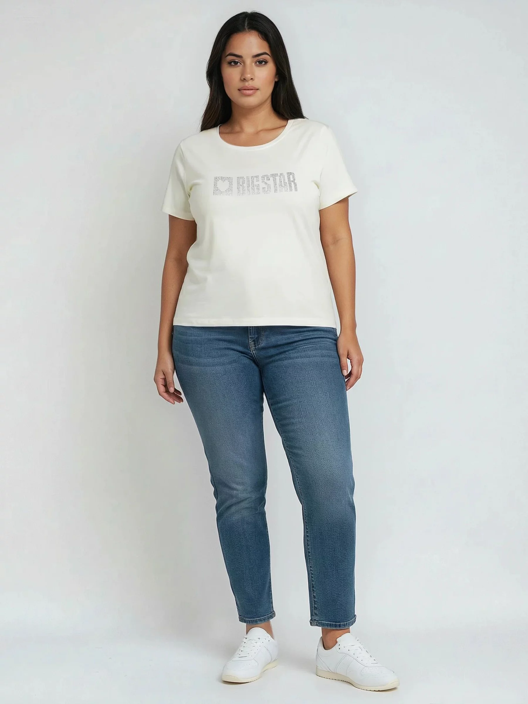 Koszulka damska z logo BIG STAR z cyrkonii biała Avra 100