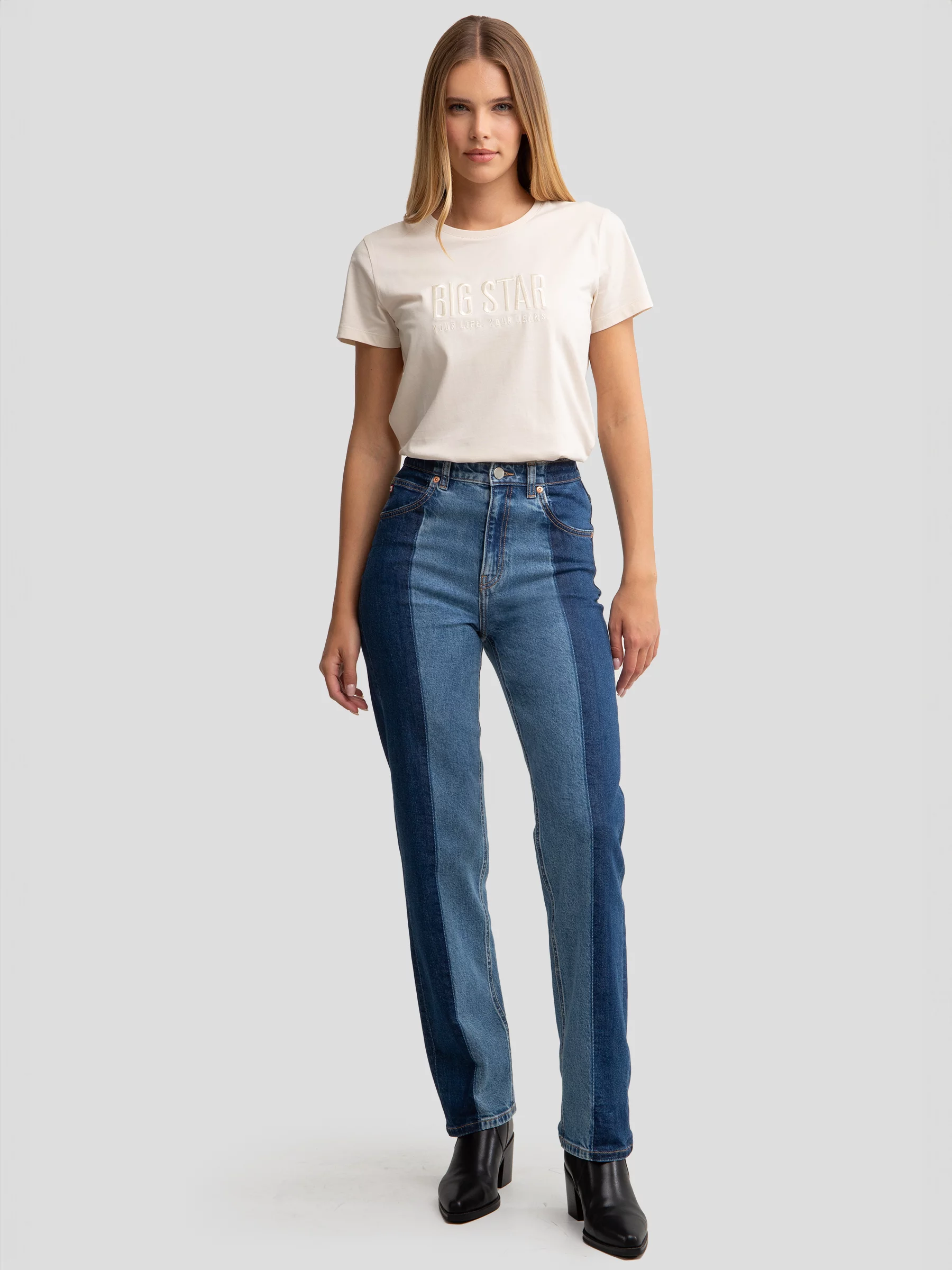 Jeansy damskie dwukolorowe niebieskie Avril 491