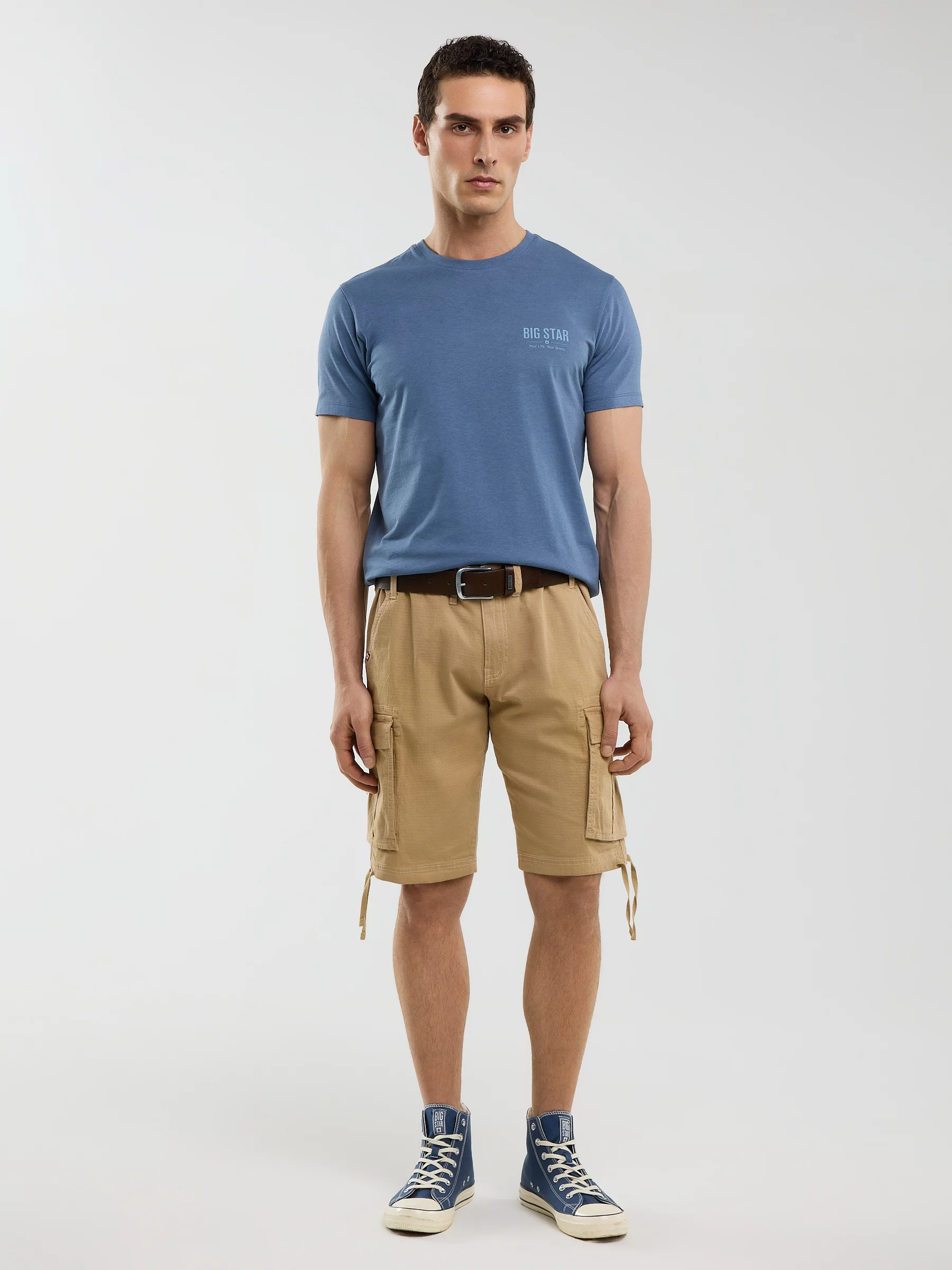 Szorty męskie z kieszeniami cargo beżowe Cargori 801